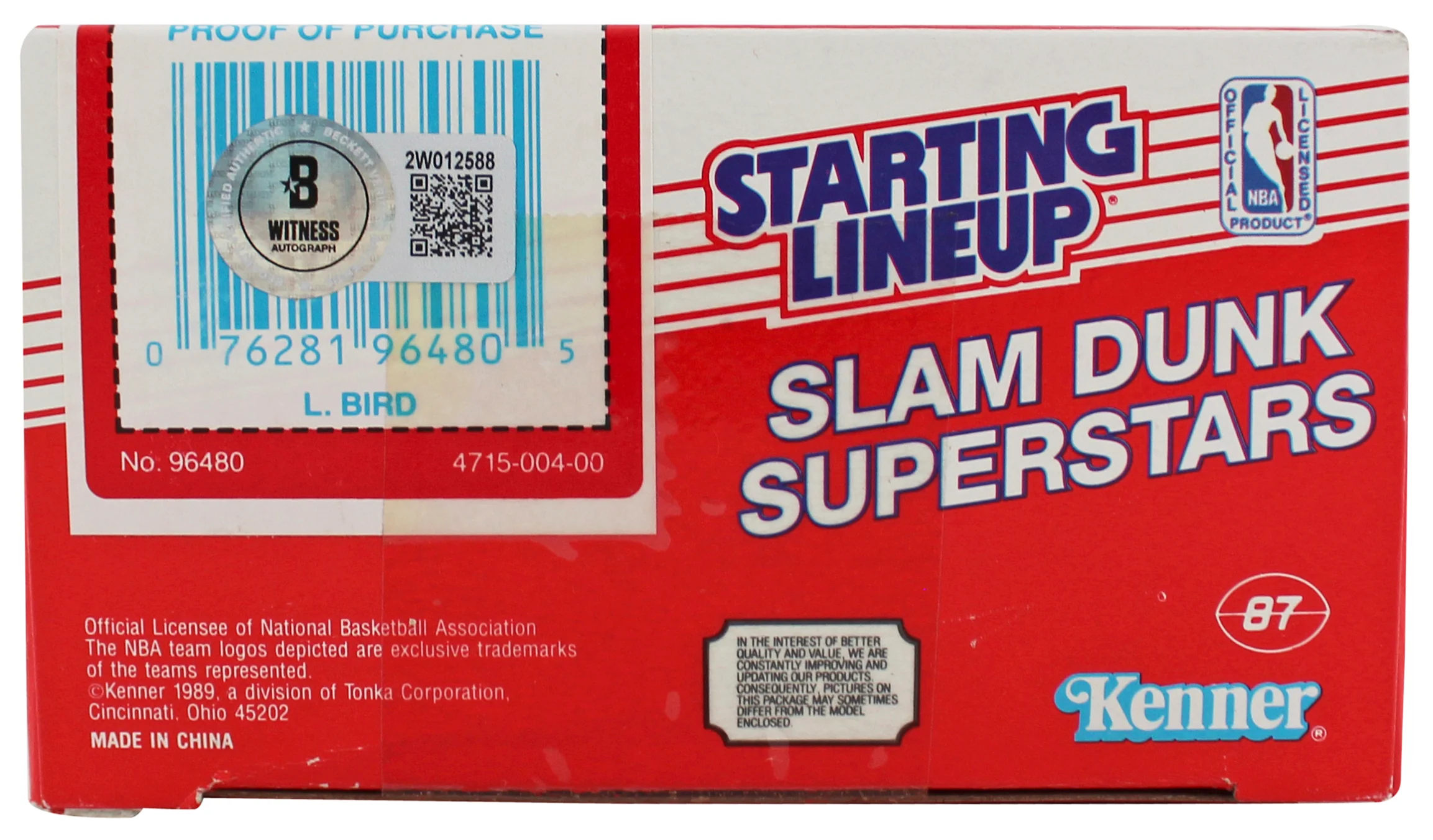 Celtics Larry Bird Signed Sealed 1989 Starting Lineup Slam Dunk BAS W #2W012588 - Image 7