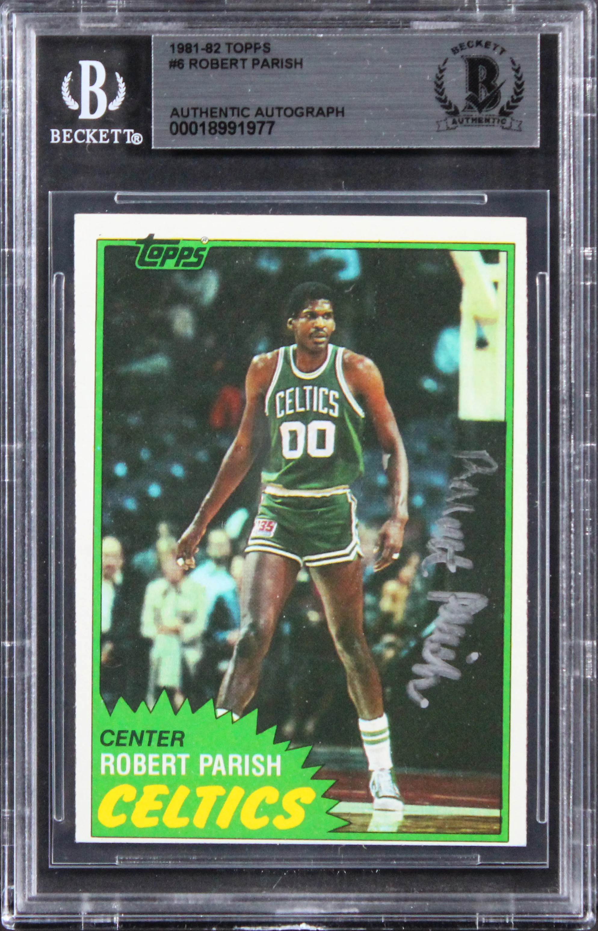 Celtics Robert Parish Authentic 1981 Topps #6 Card Autographed BAS Slabbed - Image 2