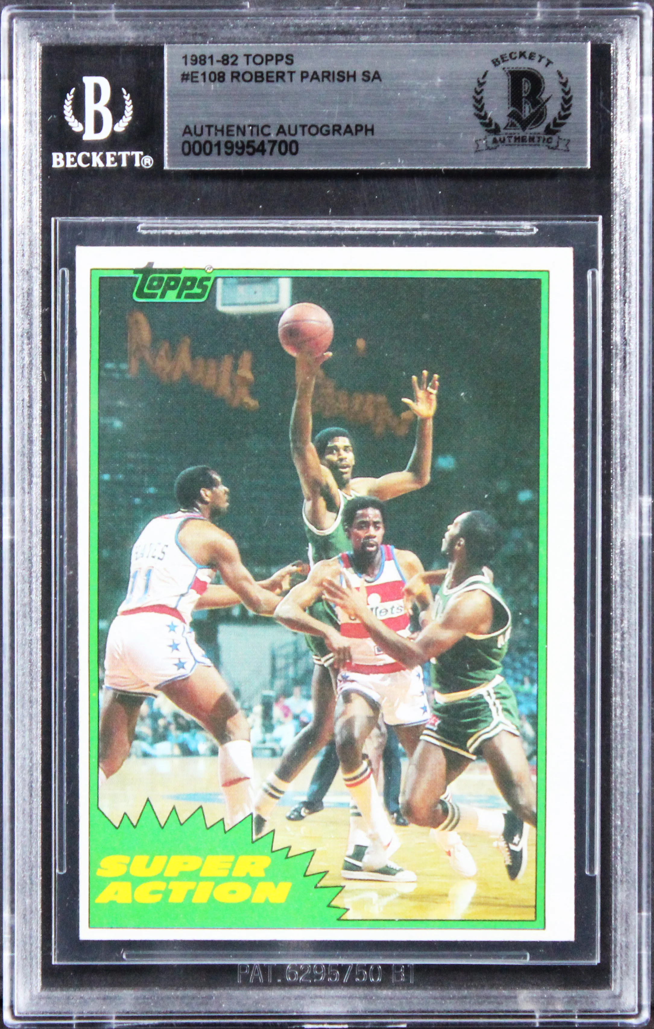 Celtics Robert Parish Authentic 1981 Topps #E108 Card Autographed BAS Slabbed
