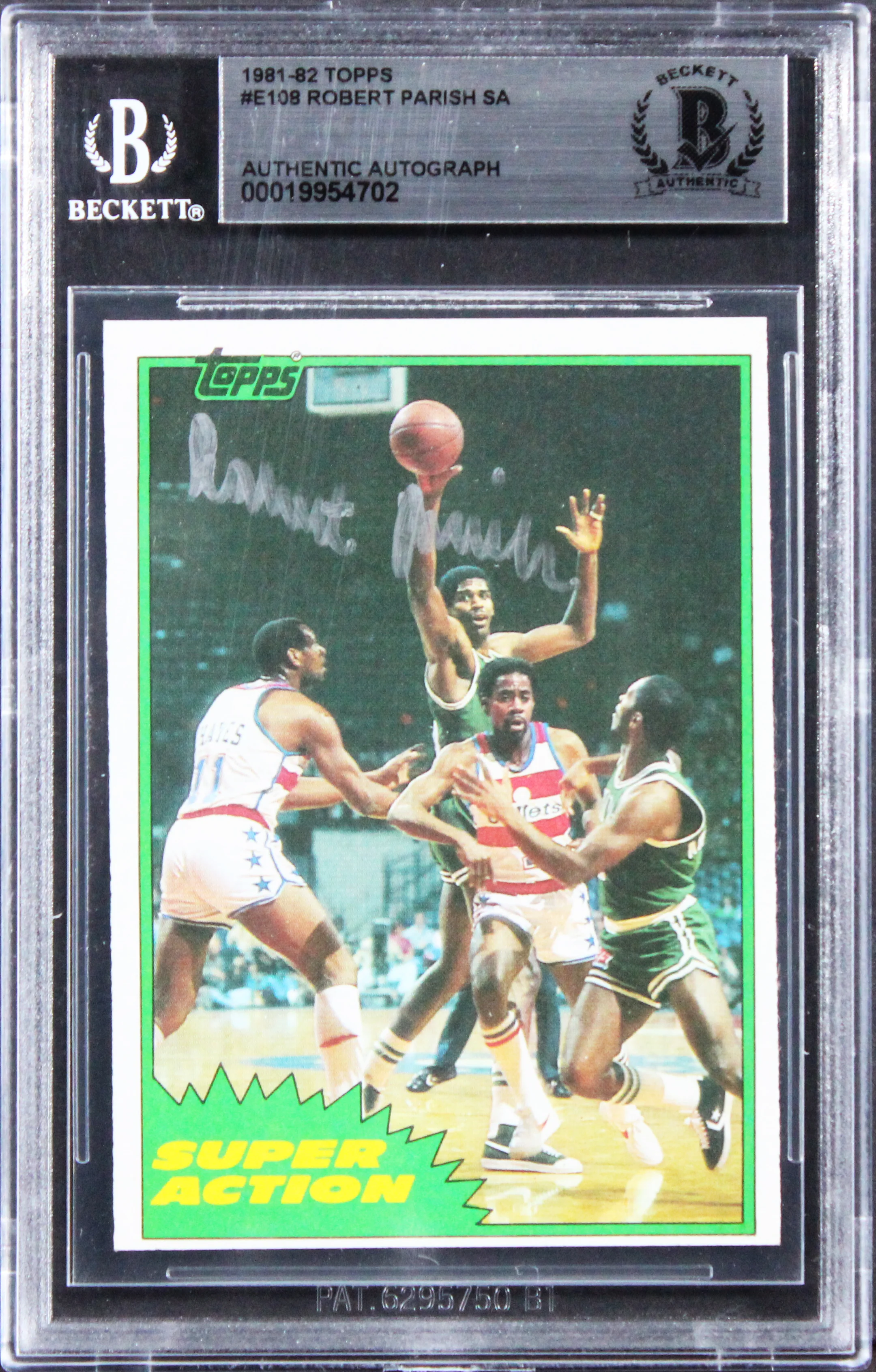 Celtics Robert Parish Authentic 1981 Topps #E108 Card Autographed BAS Slabbed 2 - Image 2