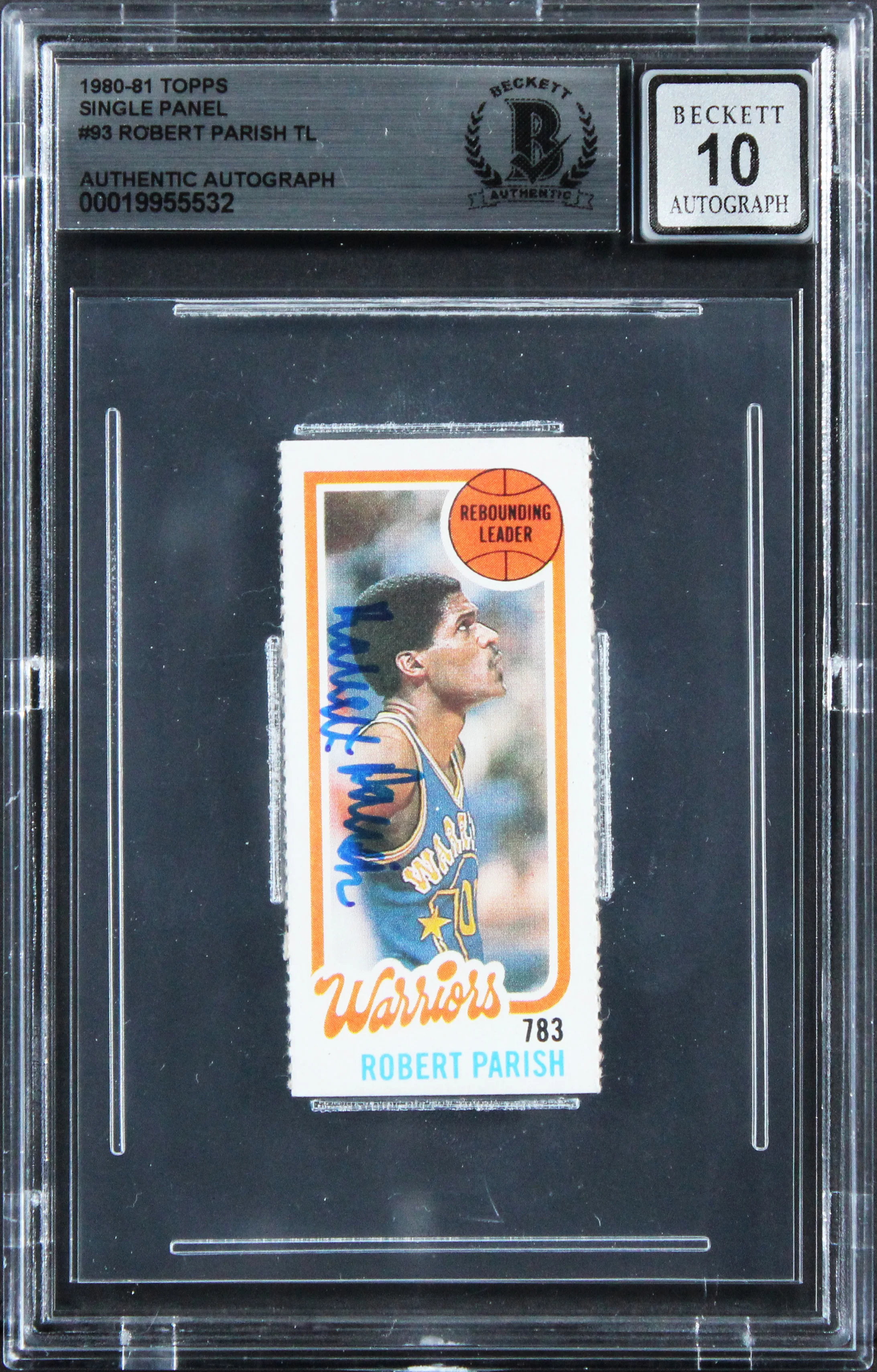 Celtics Robert Parish Signed 1980 Topps Single Panel #93 Card Auto 10! BAS Slab