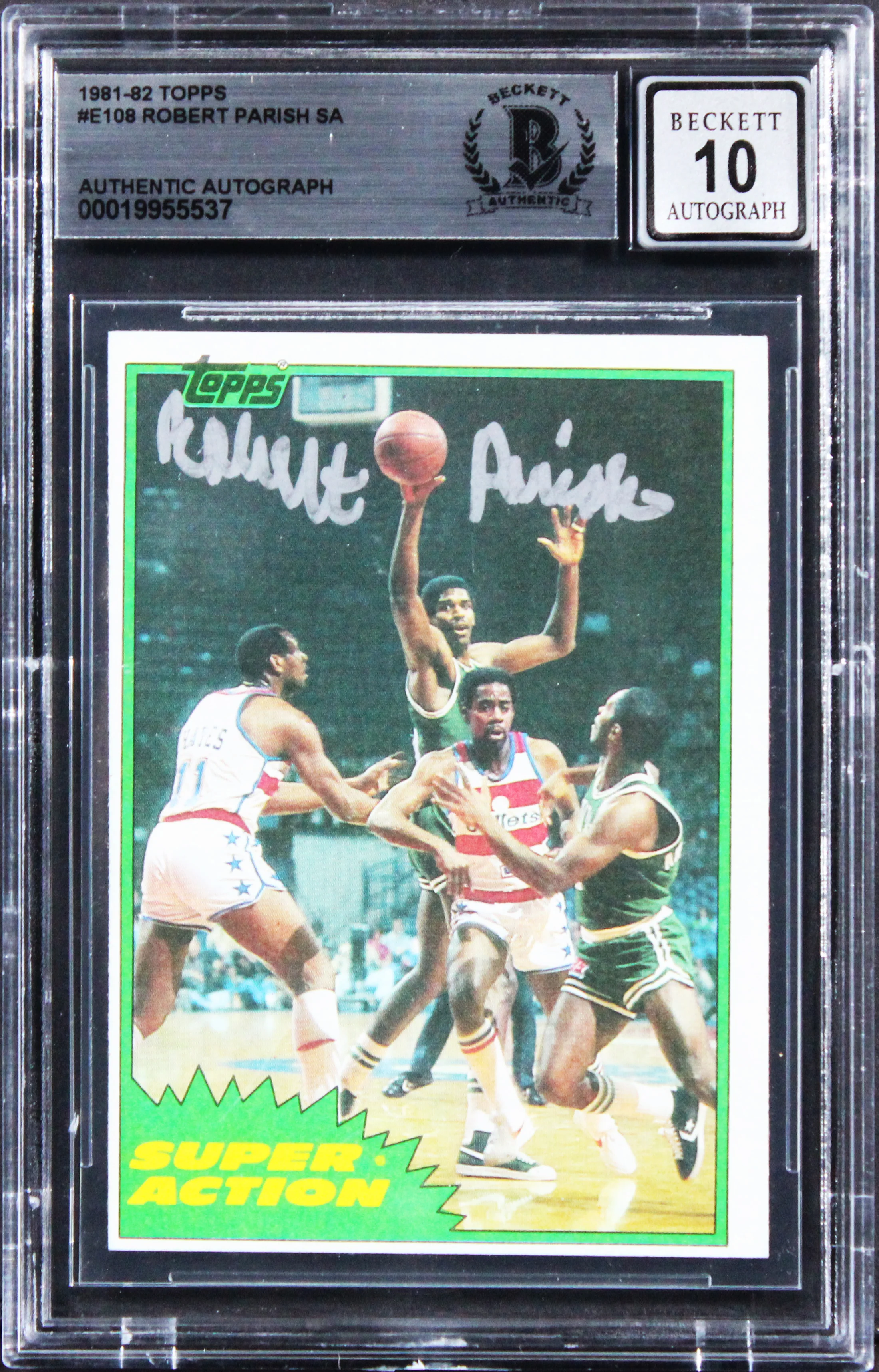 Celtics Robert Parish Signed 1981 Topps #E108 Card Auto Grade 10! BAS Slabbed - Image 2