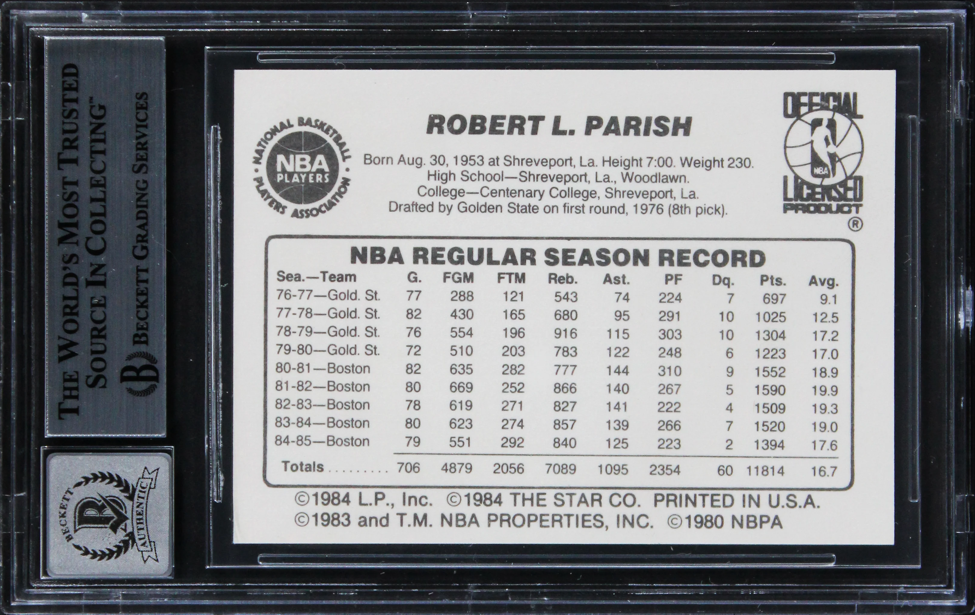 Celtics Robert Parish Signed 1985 Star #99W Card Auto Graded GM 10! BAS Slabbed - Image 3