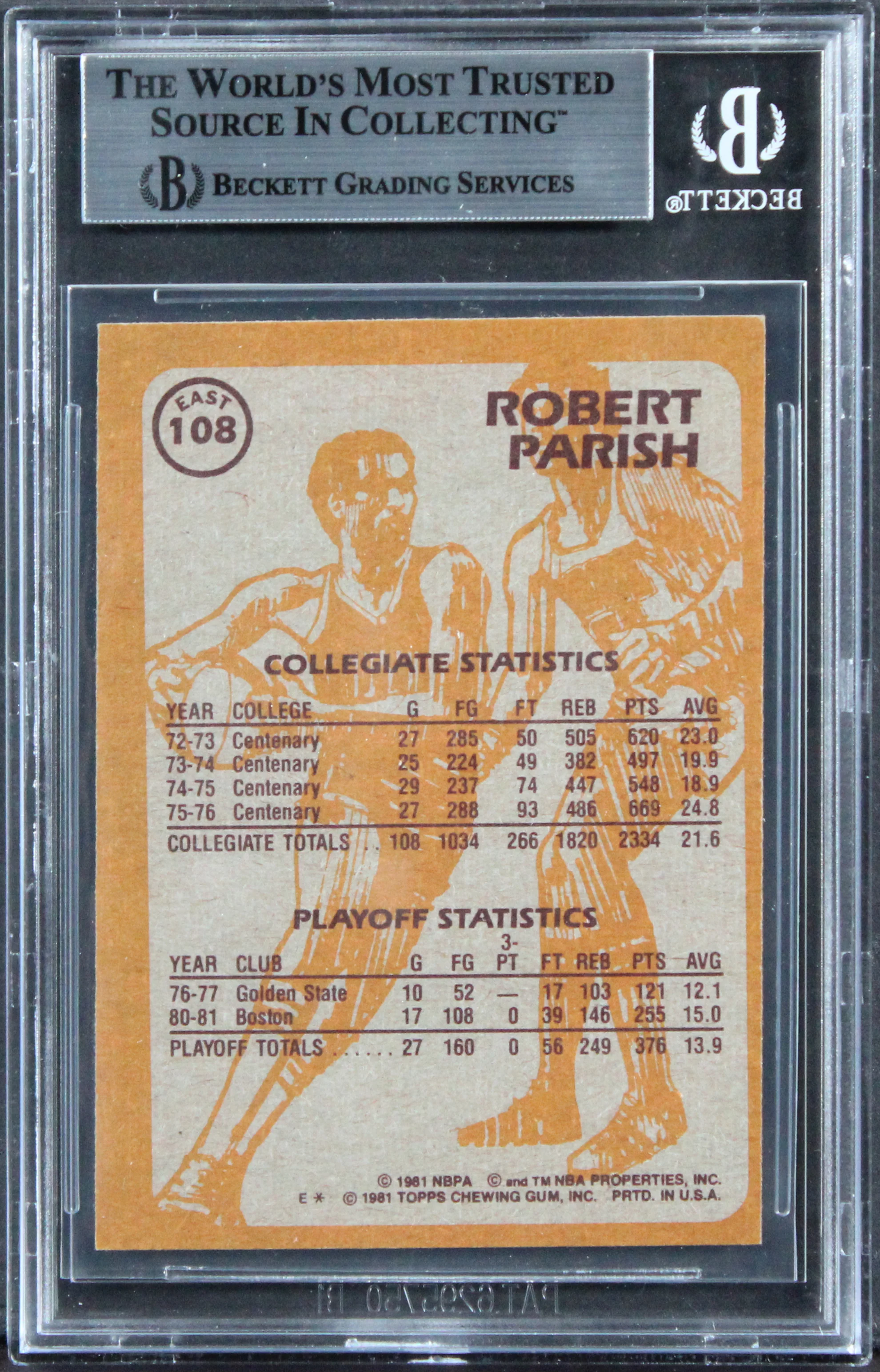 Celtics Robert Parish Signed 1990 Hoops Action Photos #108 Card BAS Slabbed 2 - Image 3