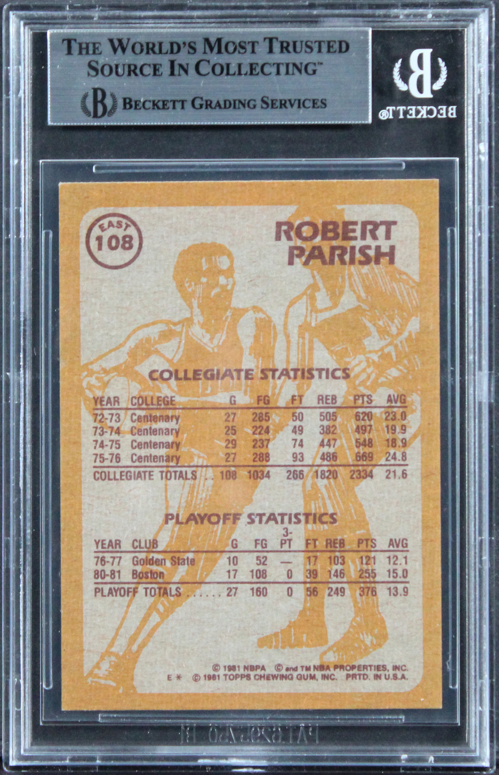 Celtics Robert Parish Signed 1990 Hoops Action Photos #108 Card BAS Slabbed - Image 3