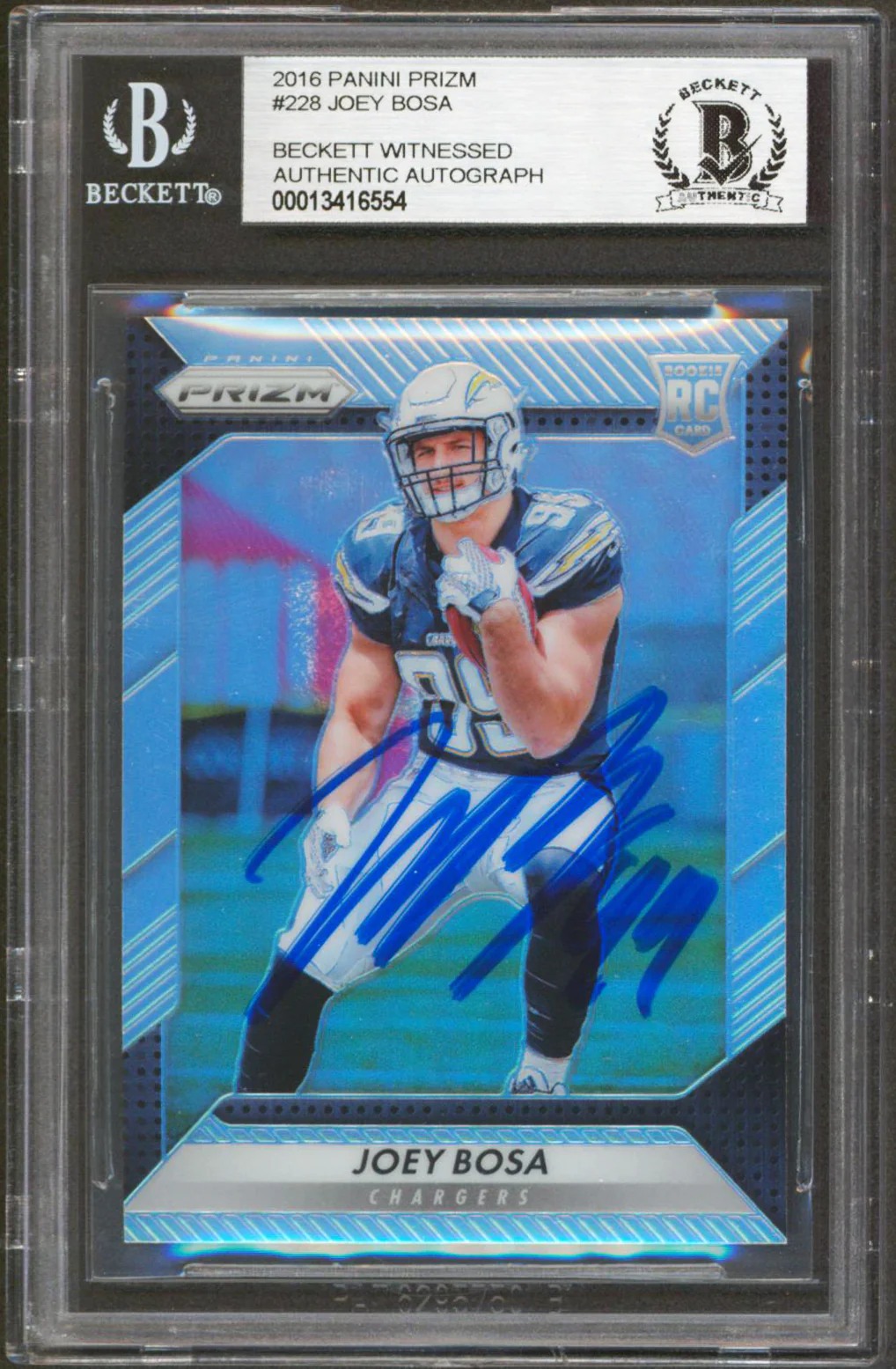 Chargers Joey Bosa Authentic Signed 2016 Panini Prizm #228 RC Card BAS Slabbed 4 - Image 2