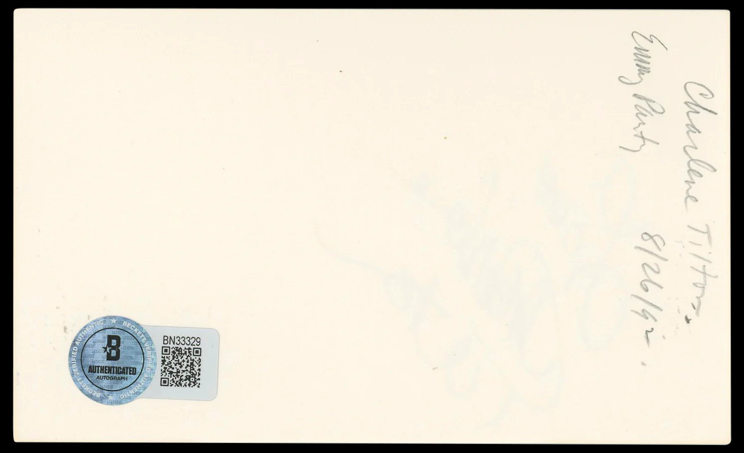 Charlene Tilton Dallas "Love" Authentic Signed 3x5 Index Card BAS #BN33329 - Image 3