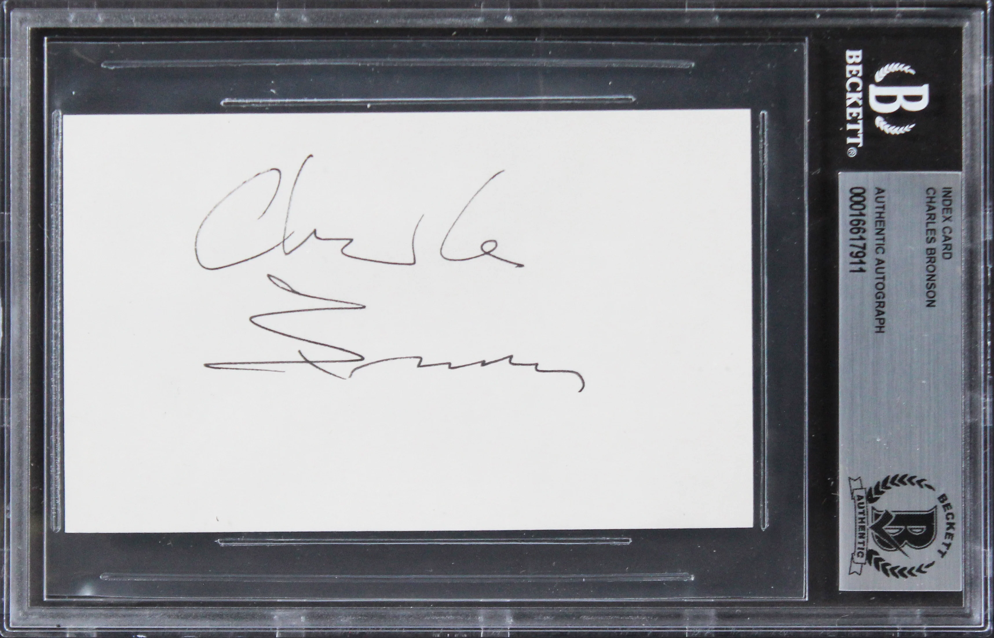 Charles Bronson The Great Escape Authentic Signed 3x5 Index Card BAS Slabbed 1