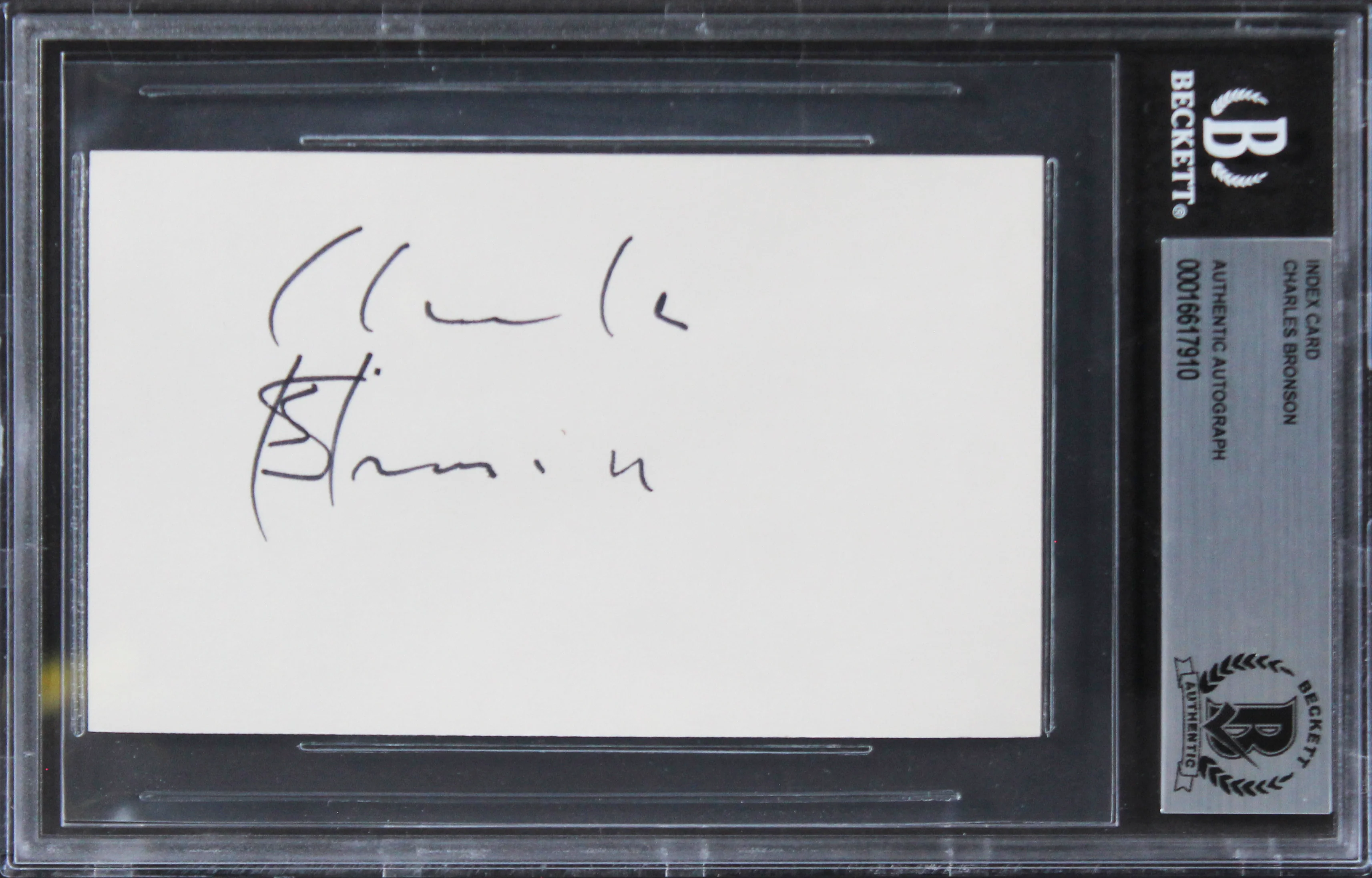Charles Bronson The Great Escape Authentic Signed 3x5 Index Card BAS Slabbed 2 - Image 2