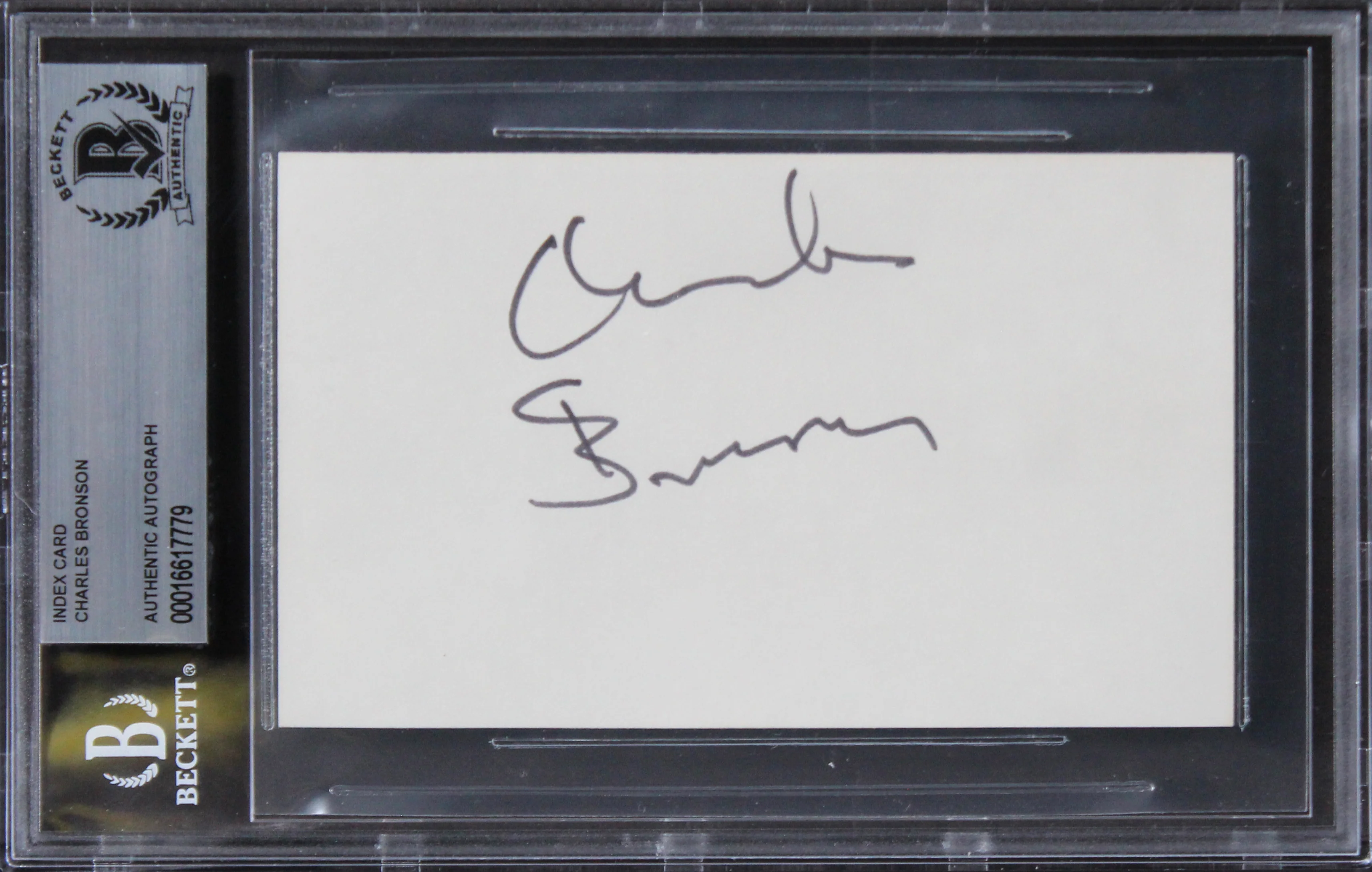 Charles Bronson The Great Escape Authentic Signed 3x5 Index Card BAS Slabbed 3 - Image 2