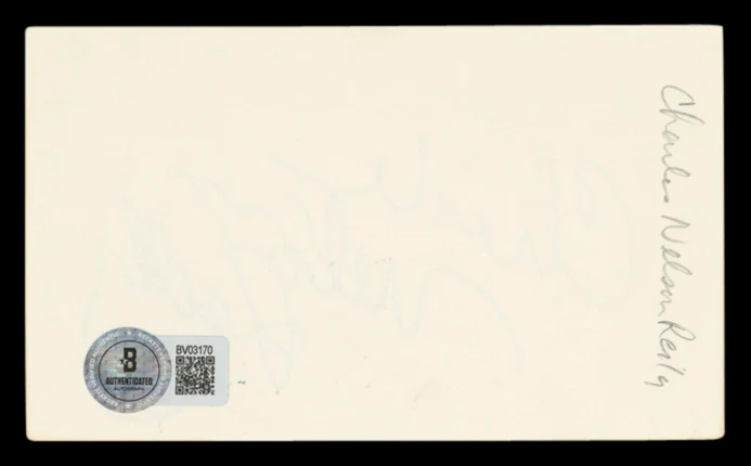 Charles Nelson Reilly Match Game Authentic Signed 3x5 Index Card BAS - Image 3