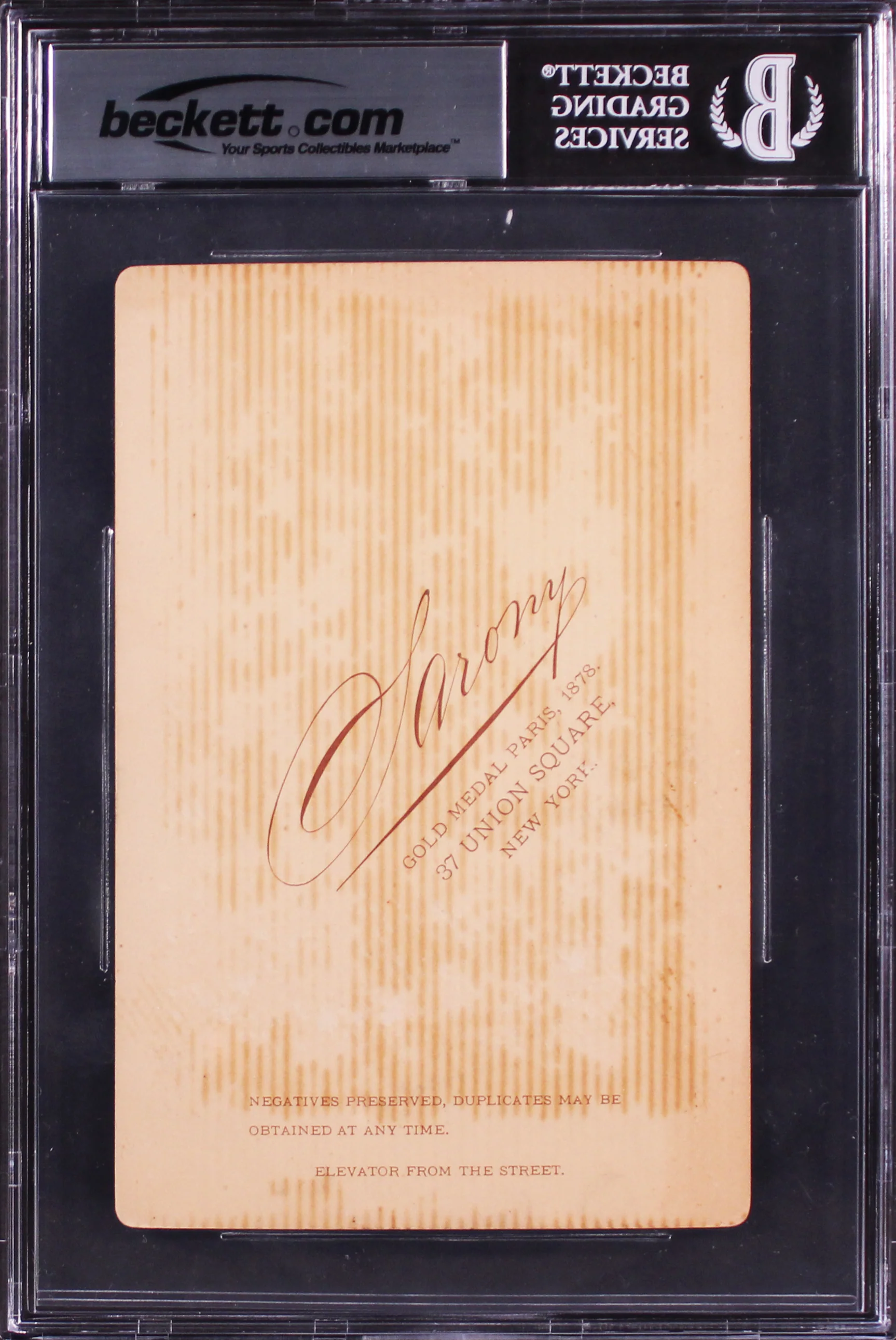 Charles Tiffany Authentic Signed 4.25x6.5 Sarony Cabinet Photo BAS Slabbed - Image 3