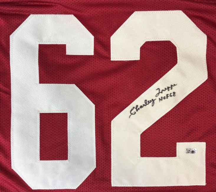 Charley Trippi Chicago Signed Red Football Jersey HOF 68 Sports Integrity - Image 2