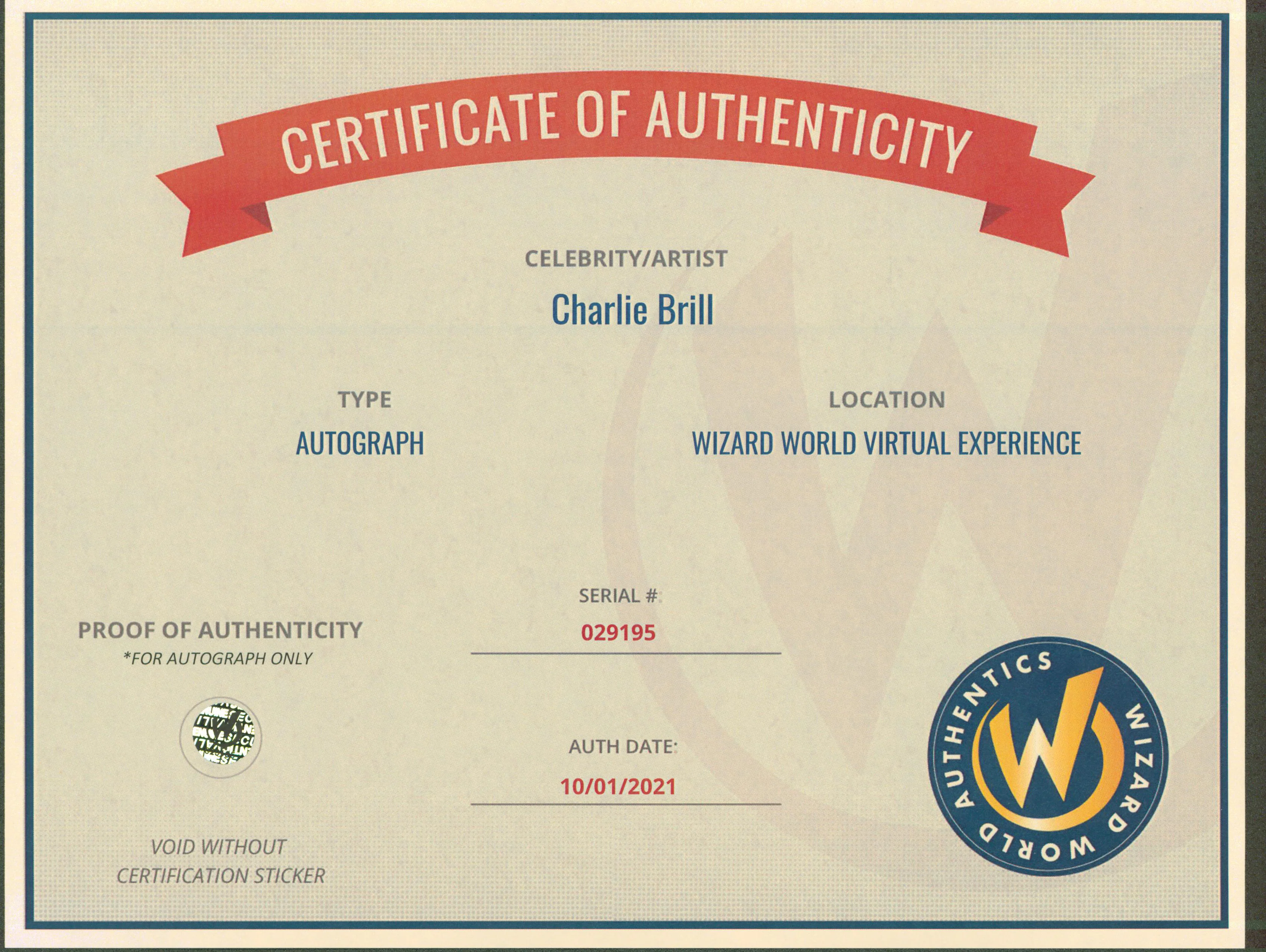 Charlie Brill Star Trek Authentic Signed 8x10 Photo Wizard World #029195 - Image 3