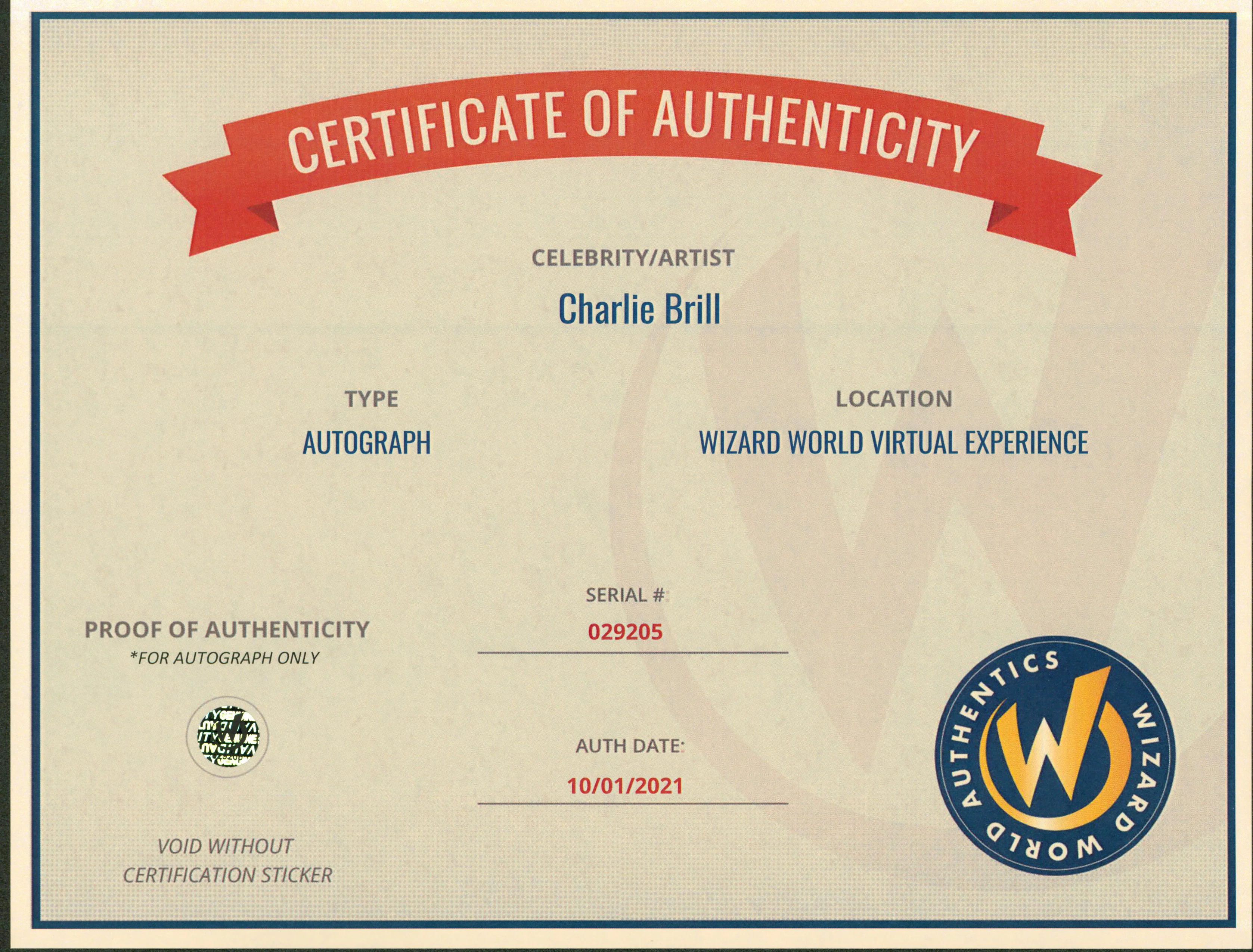 Charlie Brill Star Trek: The Original Series Signed 8x10 Photo Wizard World 1 - Image 3