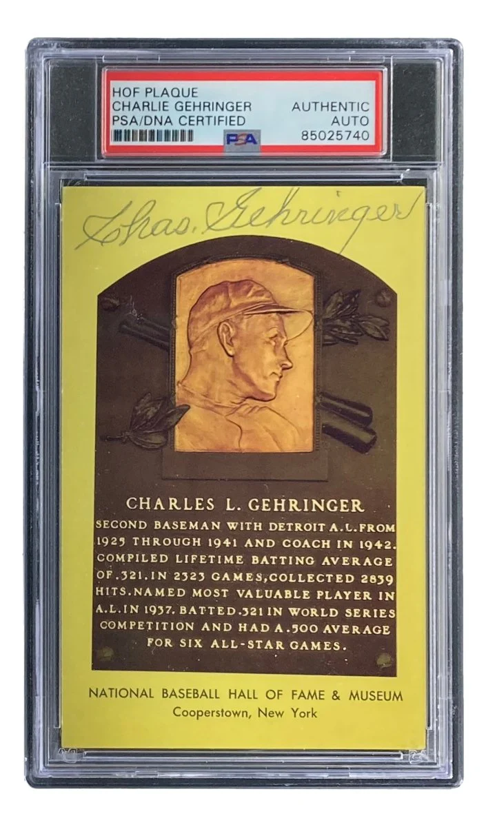 Charlie Gehringer Signed 4x6 Detroit Tigers HOF Plaque Card PSA/DNA 85025740 - Image 4