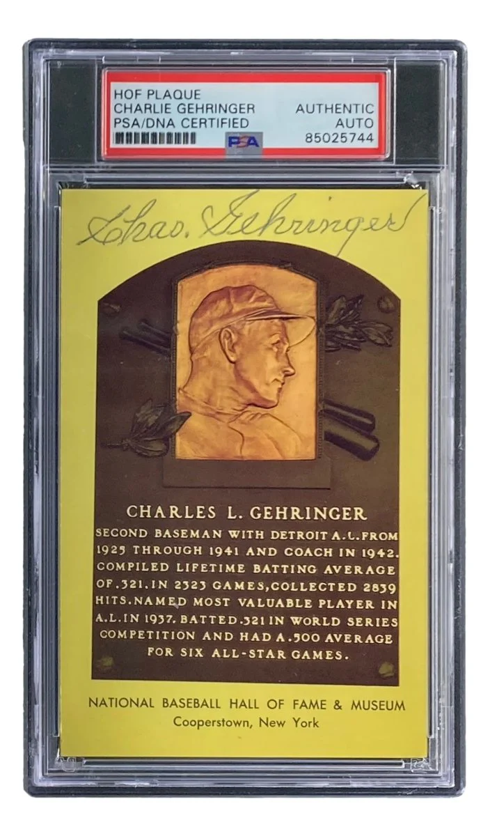 Charlie Gehringer Signed 4x6 Detroit Tigers HOF Plaque Card PSA/DNA 85025744 - Image 4