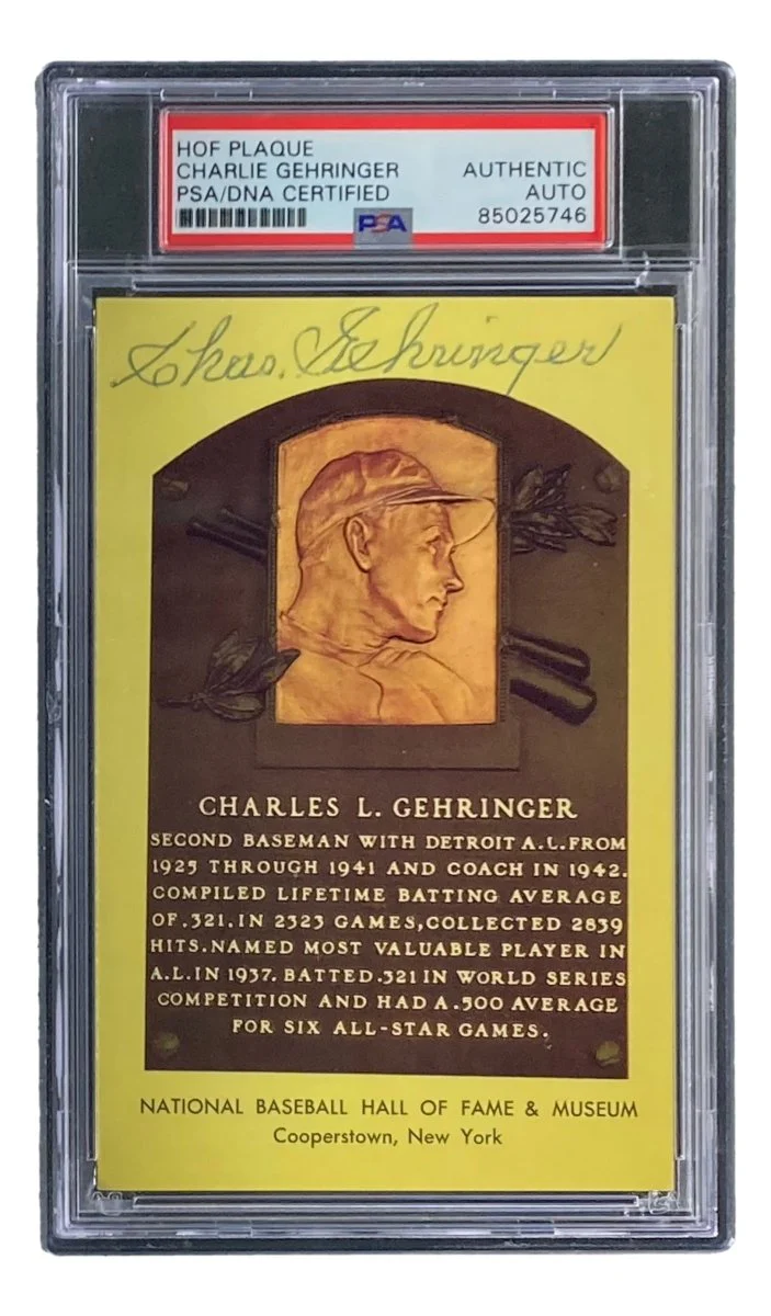 Charlie Gehringer Signed 4x6 Detroit Tigers HOF Plaque Card PSA/DNA 85025746 - Image 4