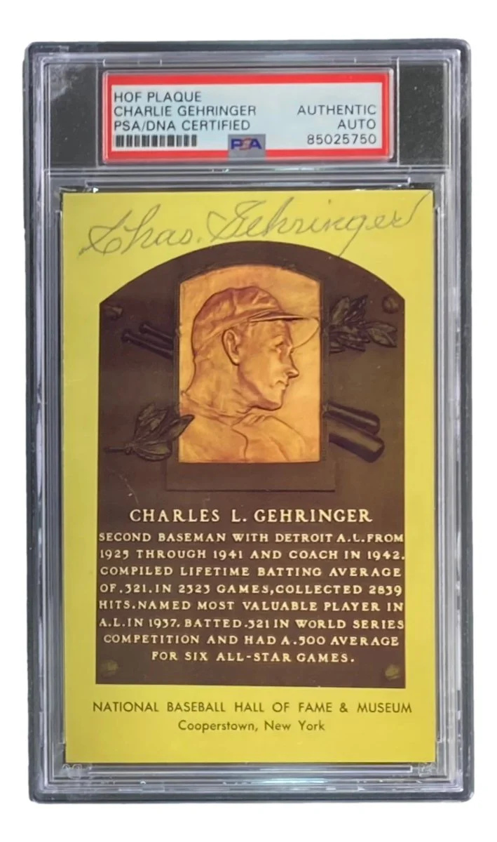 Charlie Gehringer Signed 4x6 Detroit Tigers HOF Plaque Card PSA/DNA 85025750 - Image 4