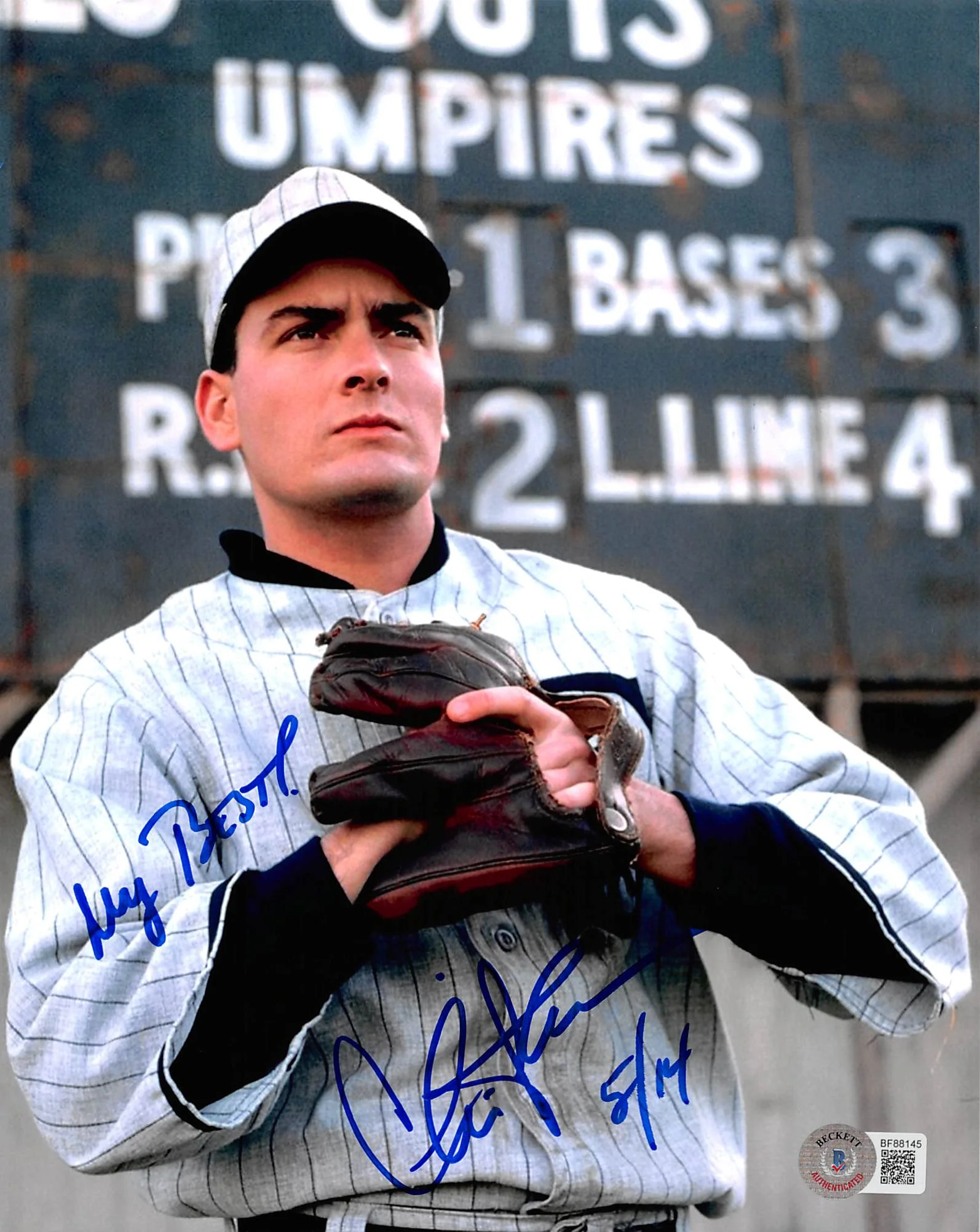 Charlie Sheen Eight Men Out "My Best" Authentic Signed 8x10 Photo BAS #BF88145 - Image 2