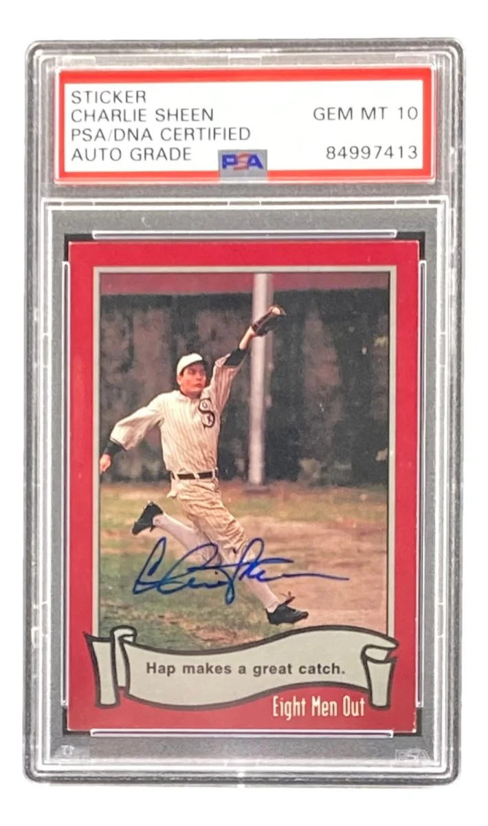 Charlie Sheen Signed 1988 Pacific #41 Eight Men Out Trading Card PSA/DNA Gem MT 10 - Image 4