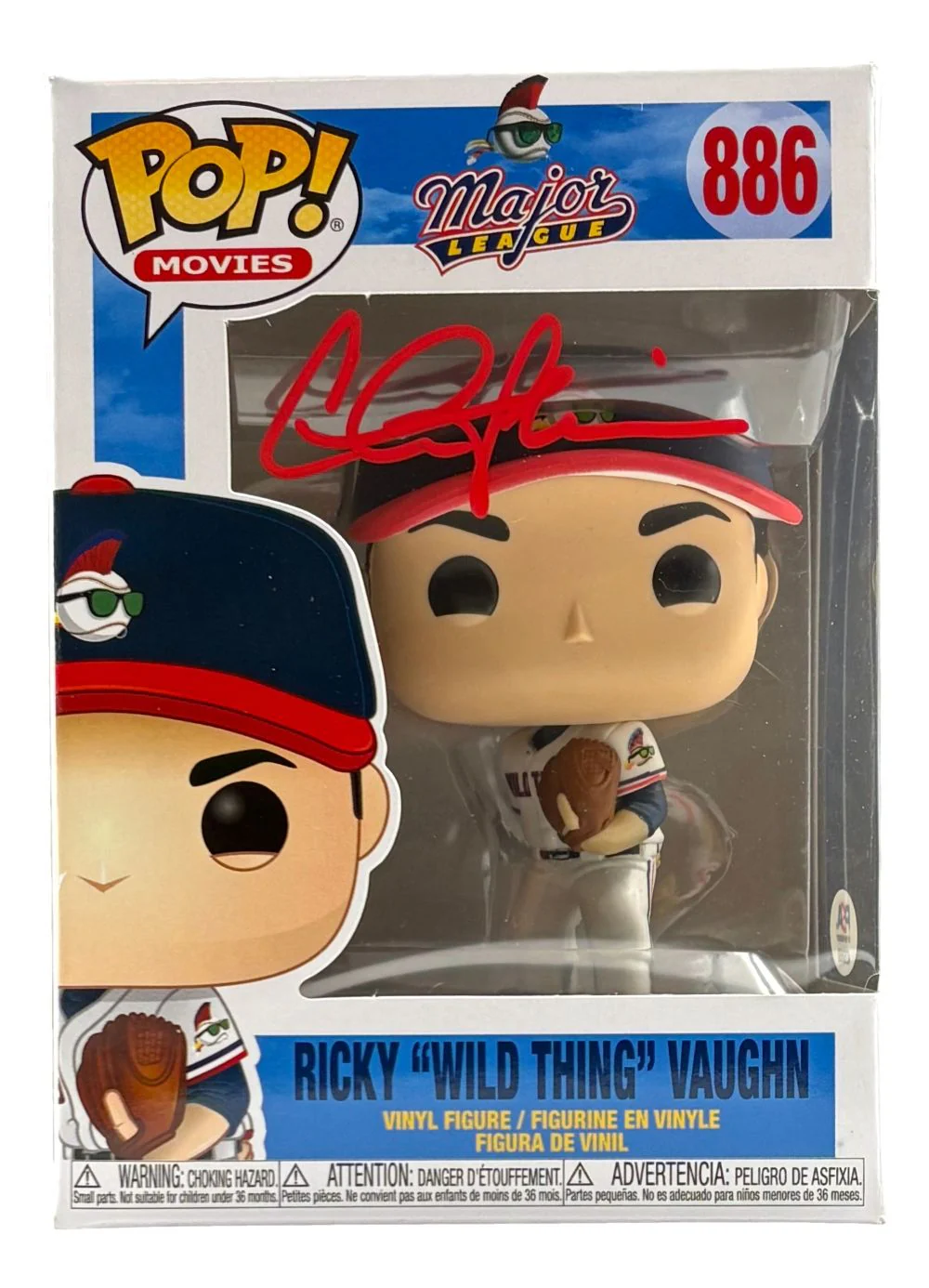 Charlie Sheen Signed Major League Ricky Vaughn Funko Pop #886 PSA/DNA Hologram