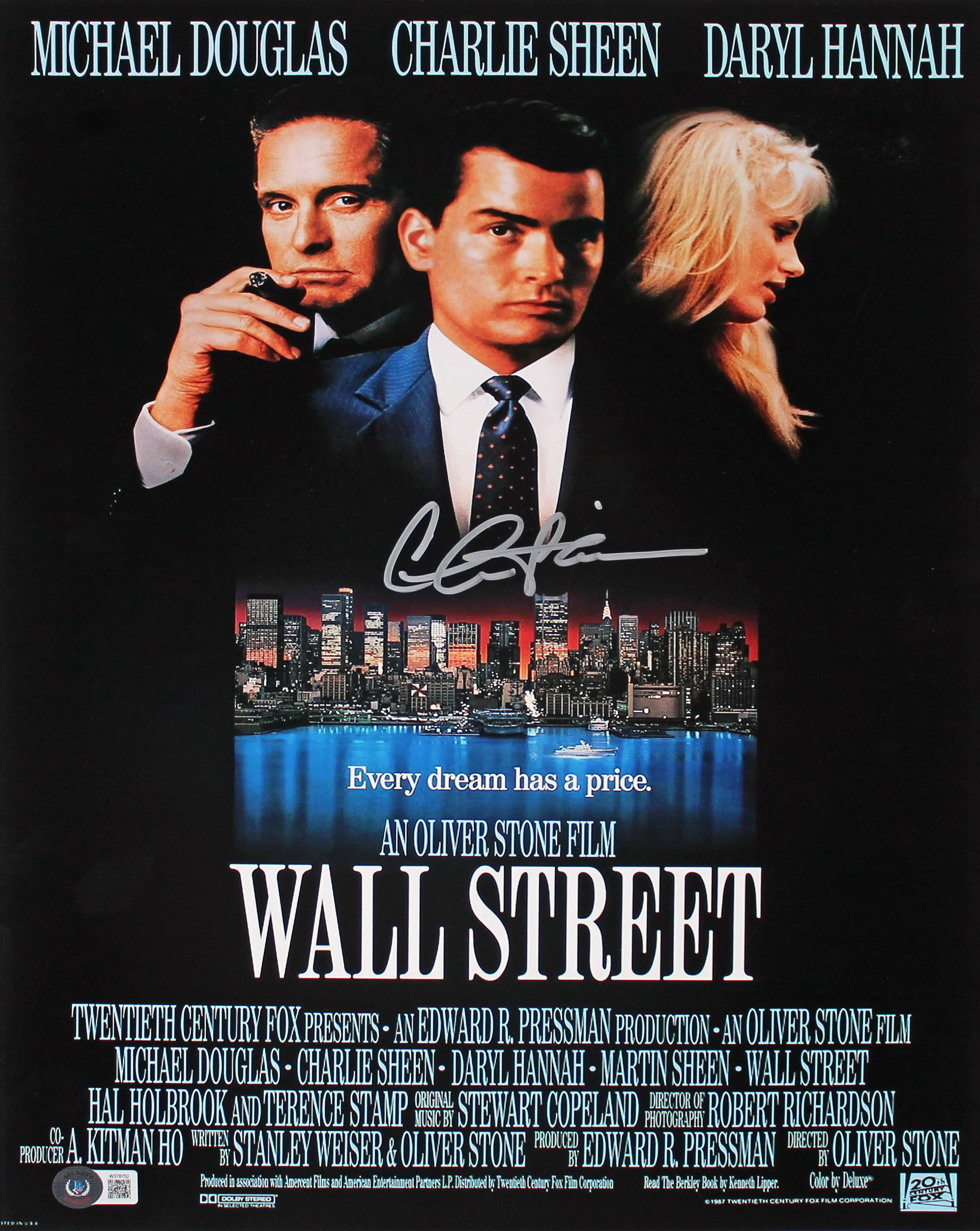 Charlie Sheen Wall Street Authentic Signed 12x18 MMP Photo BAS Witnessed - Image 2