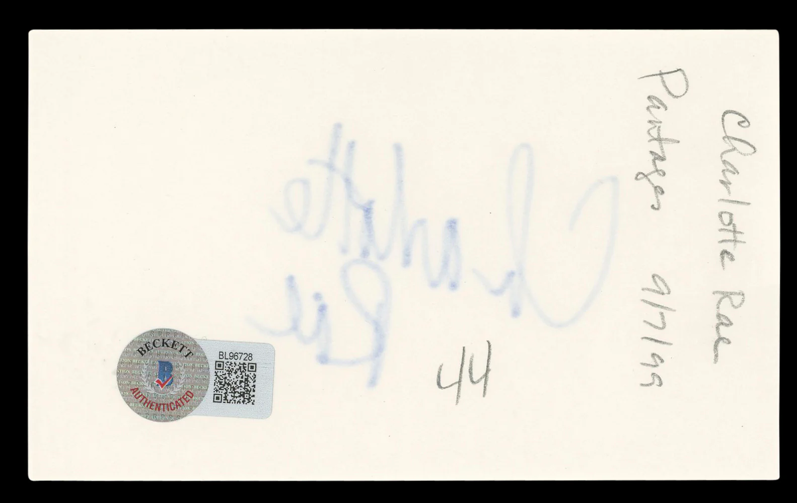 Charlotte Rae The Facts of Life Authentic Signed 3x5 Index Card BAS #BL96728 - Image 3