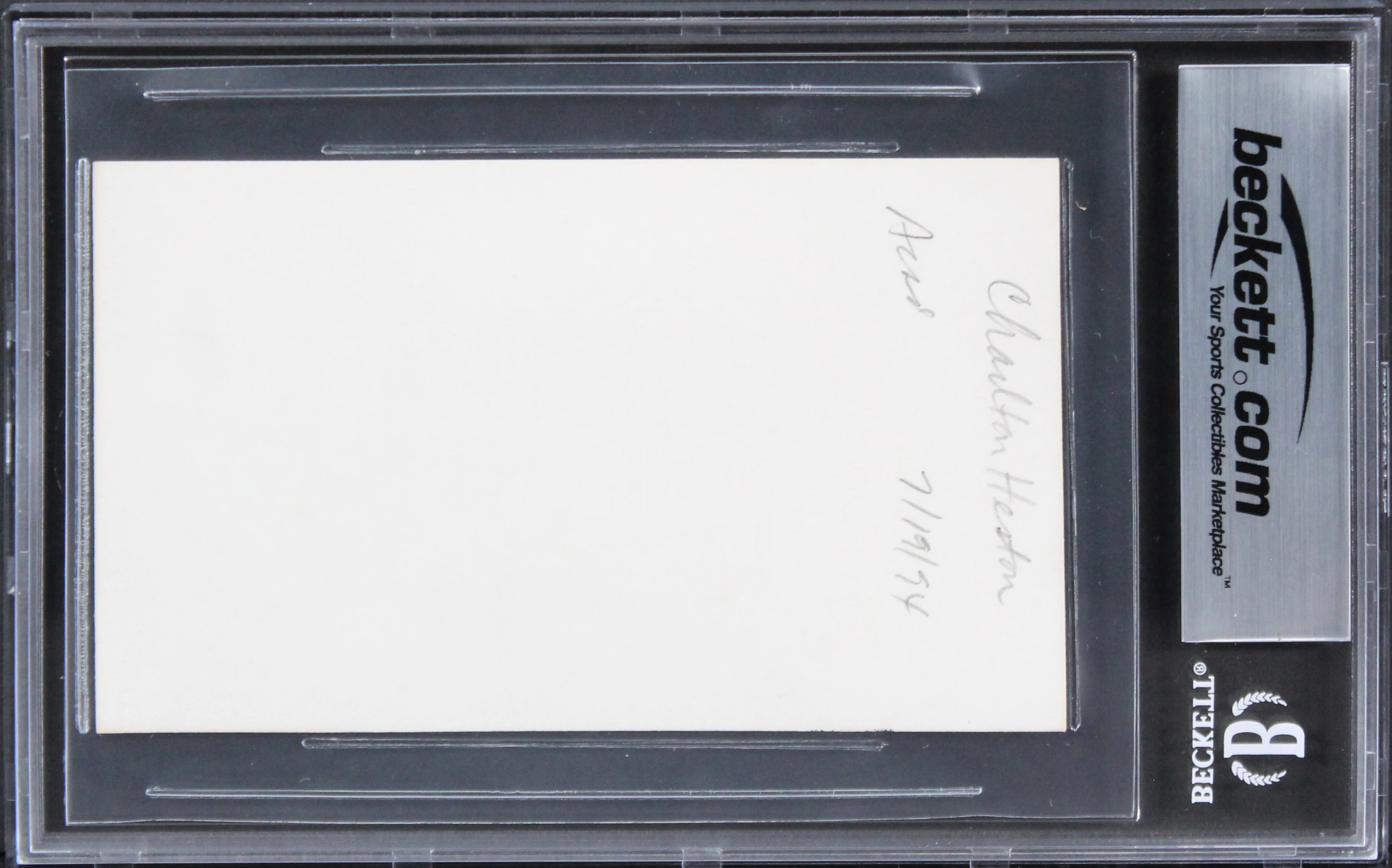 Charlton Heston Ben-Hur Authentic Signed 3x5 Index Card BAS Slabbed 2 - Image 3