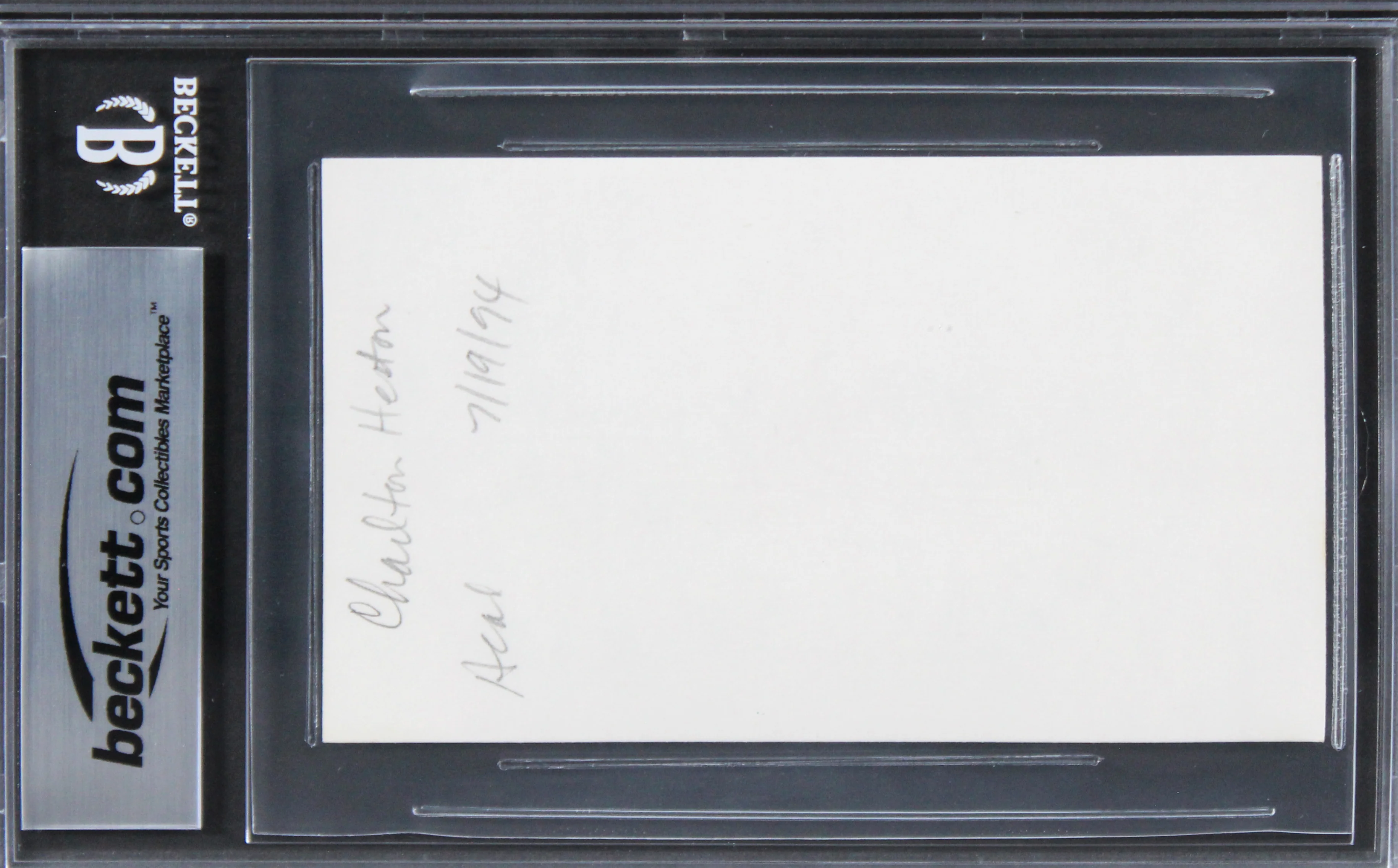 Charlton Heston Ben-Hur Authentic Signed 3x5 Index Card BAS Slabbed 4 - Image 3
