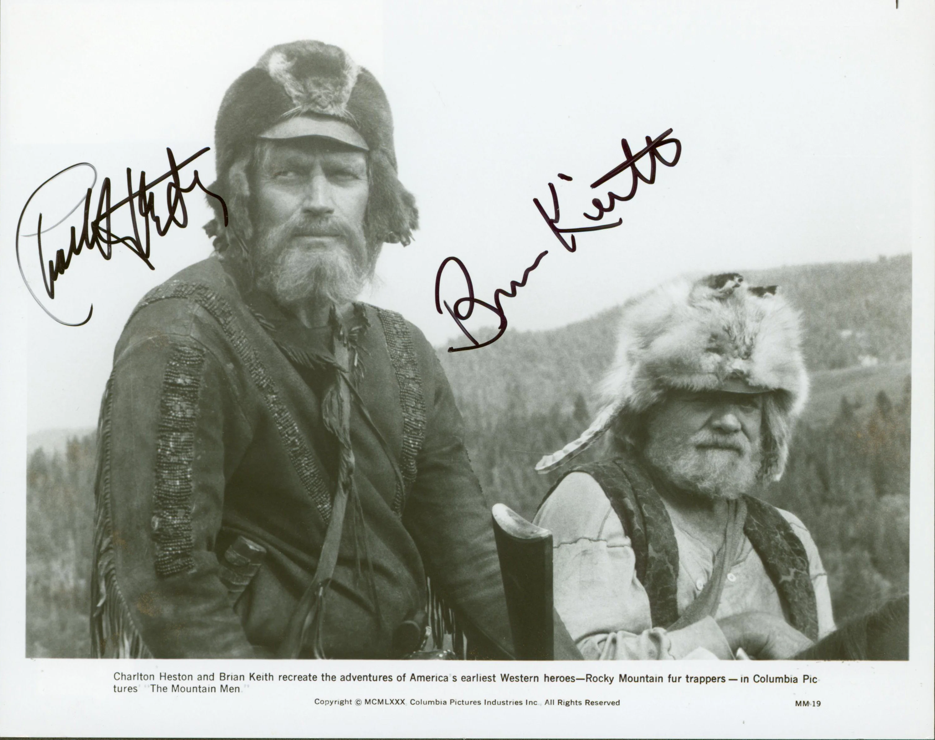 Charlton Heston & Brian Keith The Mountain Men Signed 8x10 Photo BAS #AD64470 - Image 2
