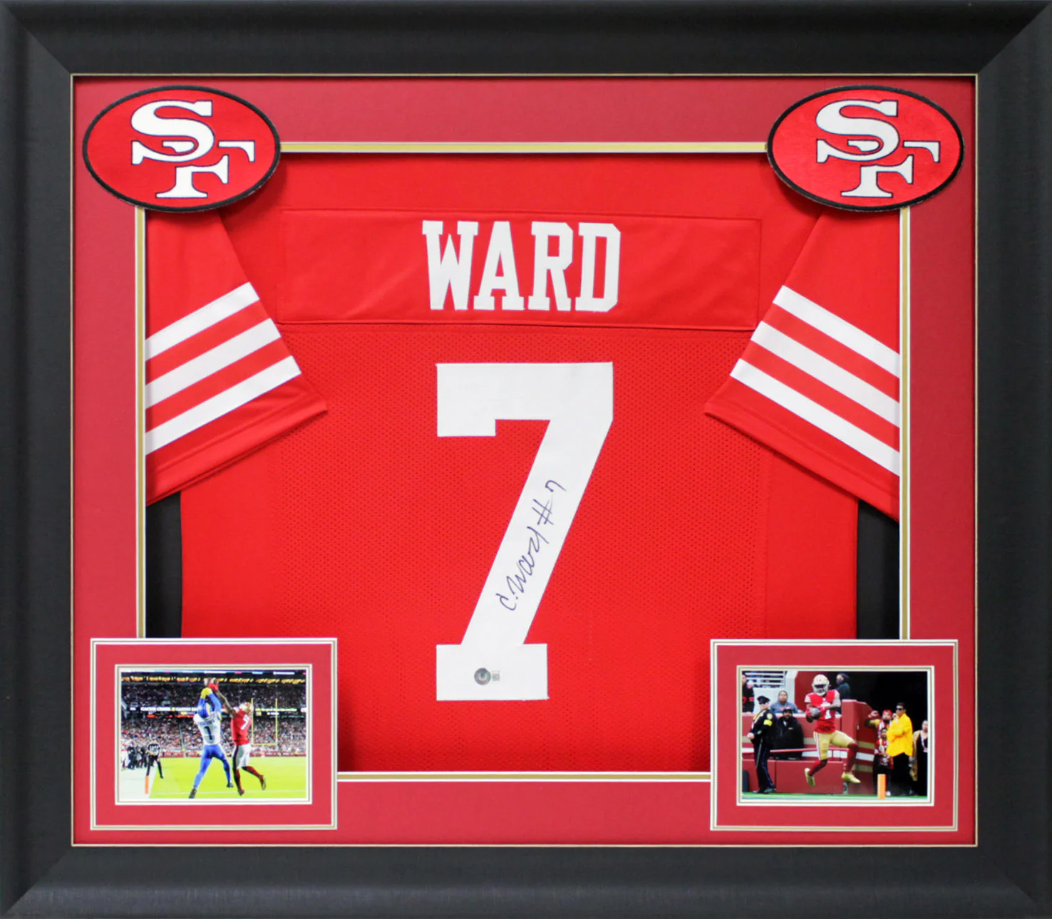 Charvarius Ward Authentic Signed Red Pro Style Framed Jersey BAS Witnessed - Image 2