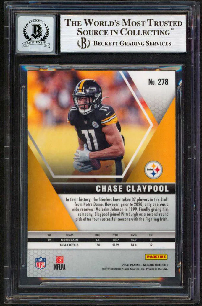 Chase Claypool Signed 2020 Panini Mosaic #278 Rookie Card Auto 10! BAS Slabbed - Image 3