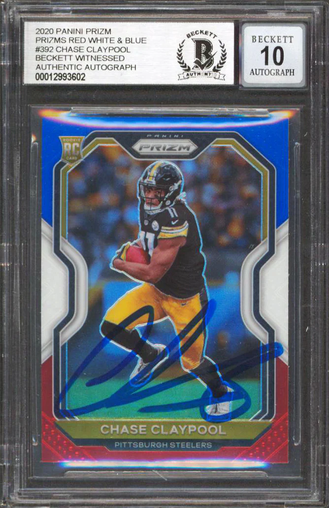 Chase Claypool Signed 2020 Panini Prizm R,W, & B #392 RC Card Auto 10 BAS Slab - Image 2
