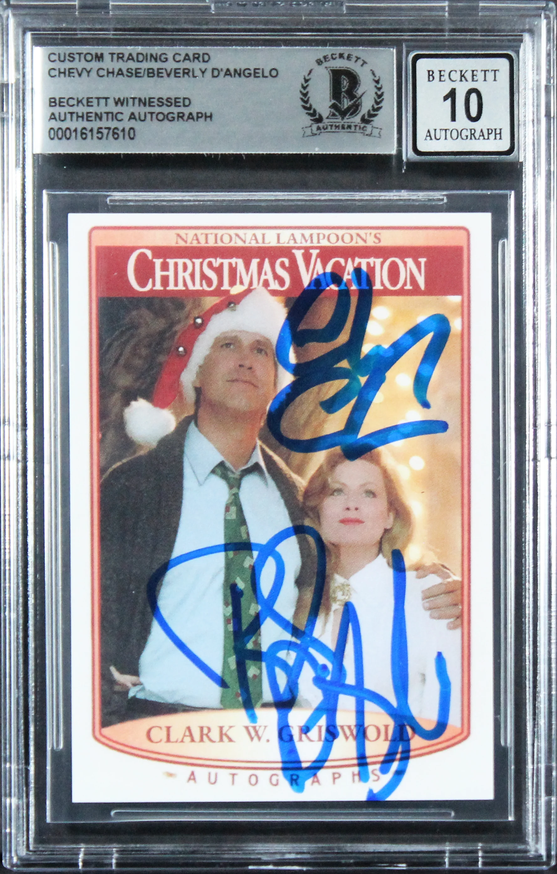 Chase & D'Angelo Christmas Vacation Signed Custom Trading Card Auto 10! BAS Slab - Image 2