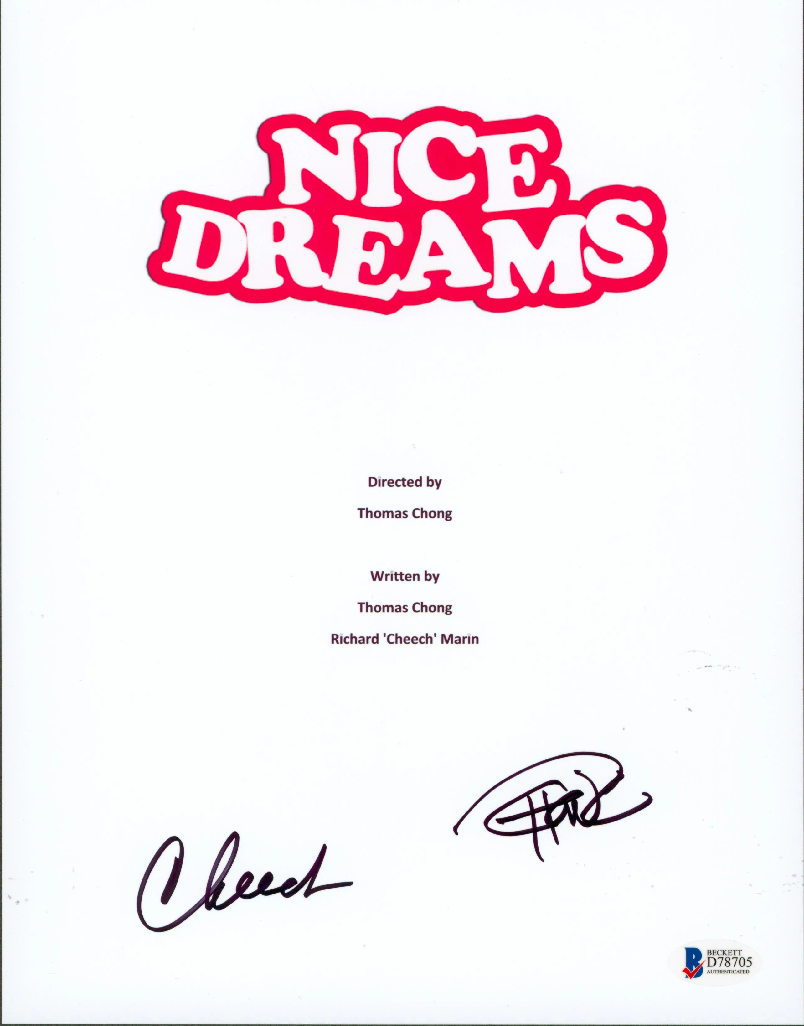 Cheech Marin & Tommy Chong Nice Dreams Signed 8.5x11 Script Cover BAS #D78705 - Image 2