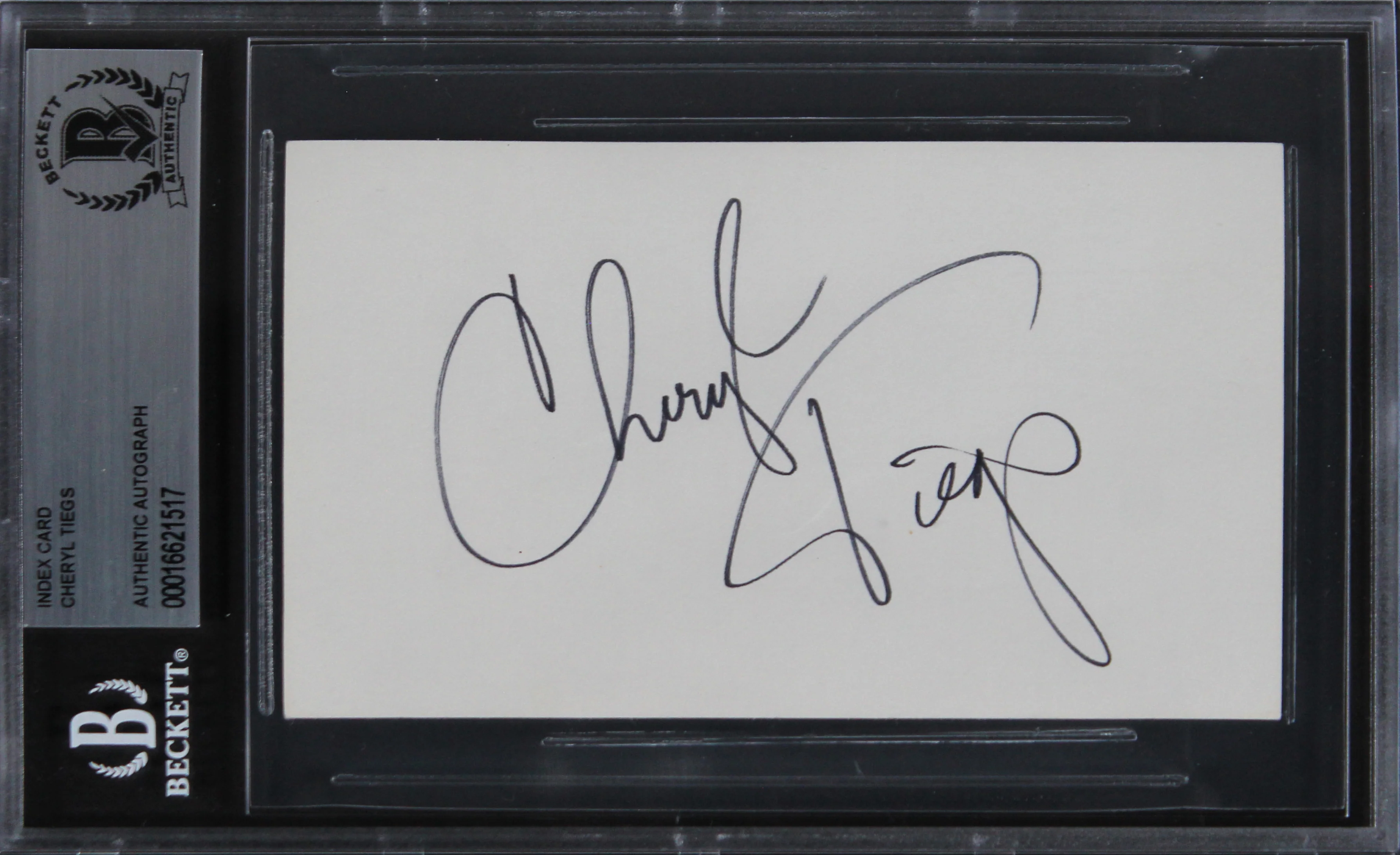 Cheryl Tiegs The Brown Bunny Authentic Signed 3x5 Index Card BAS Slabbed - Image 2