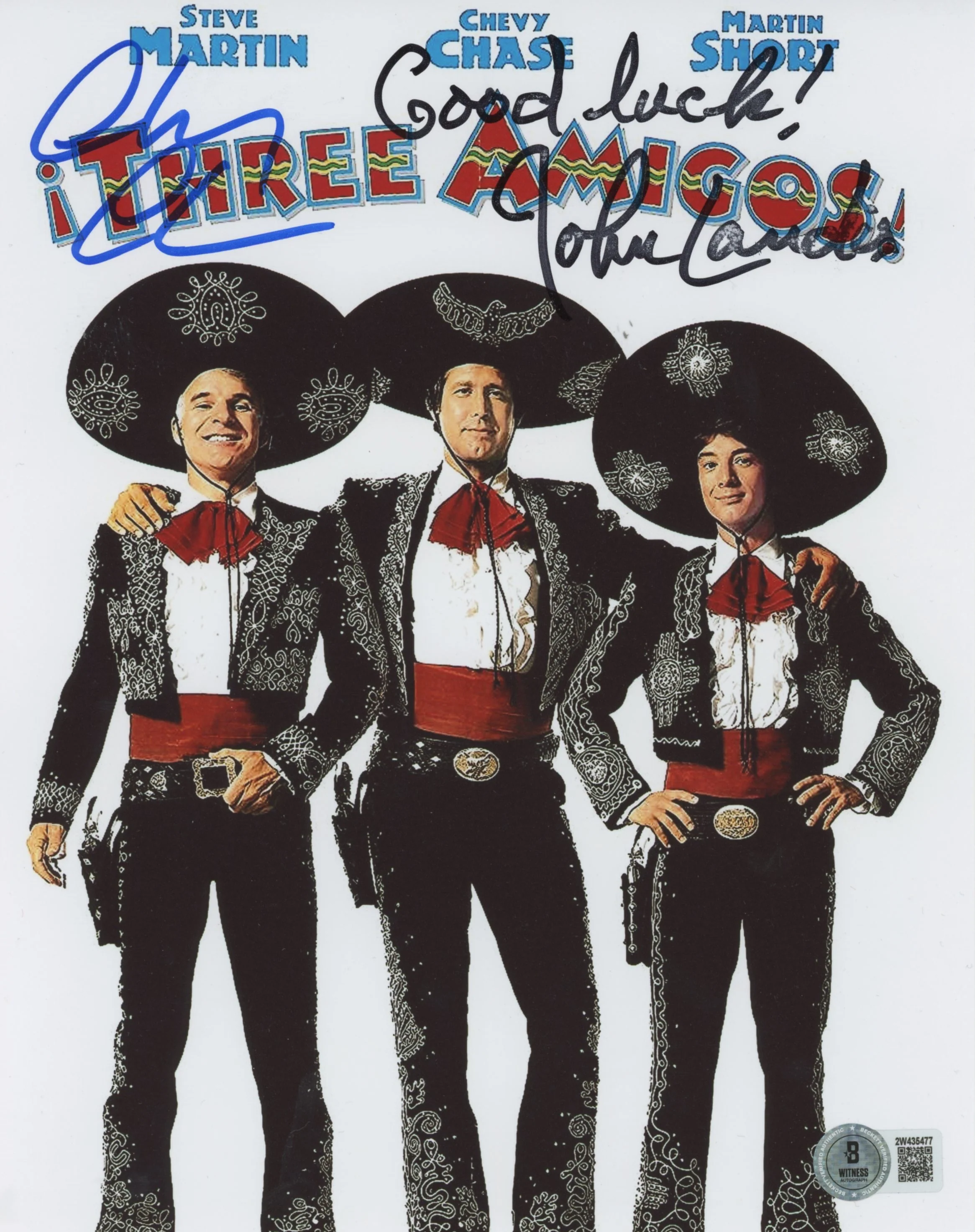 Chevy Chase and John Landis Three Amigos! Signed 8x10 Photo BAS #2W435477 - Image 2