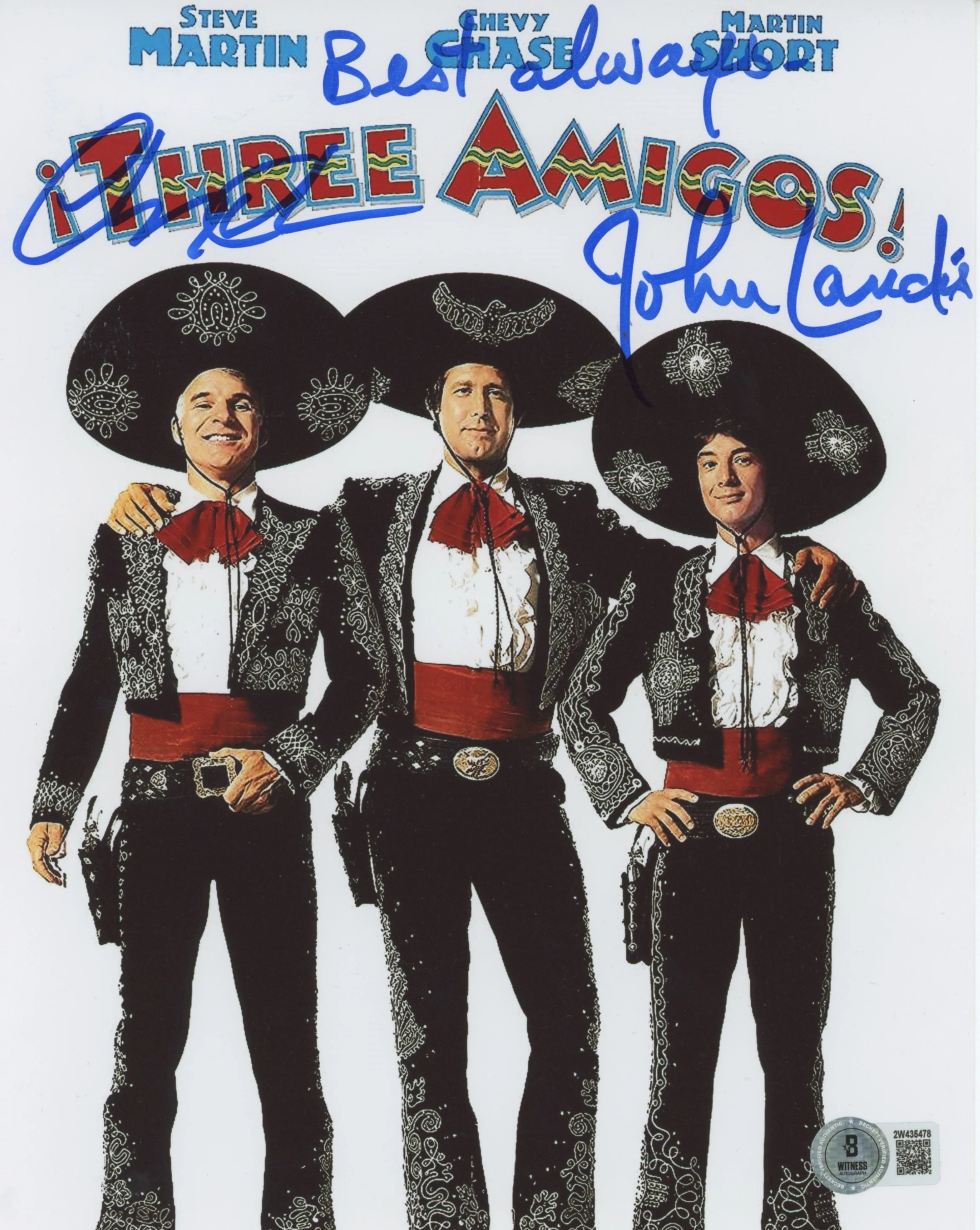 Chevy Chase and John Landis Three Amigos! Signed 8x10 Photo BAS #2W435478 - Image 2