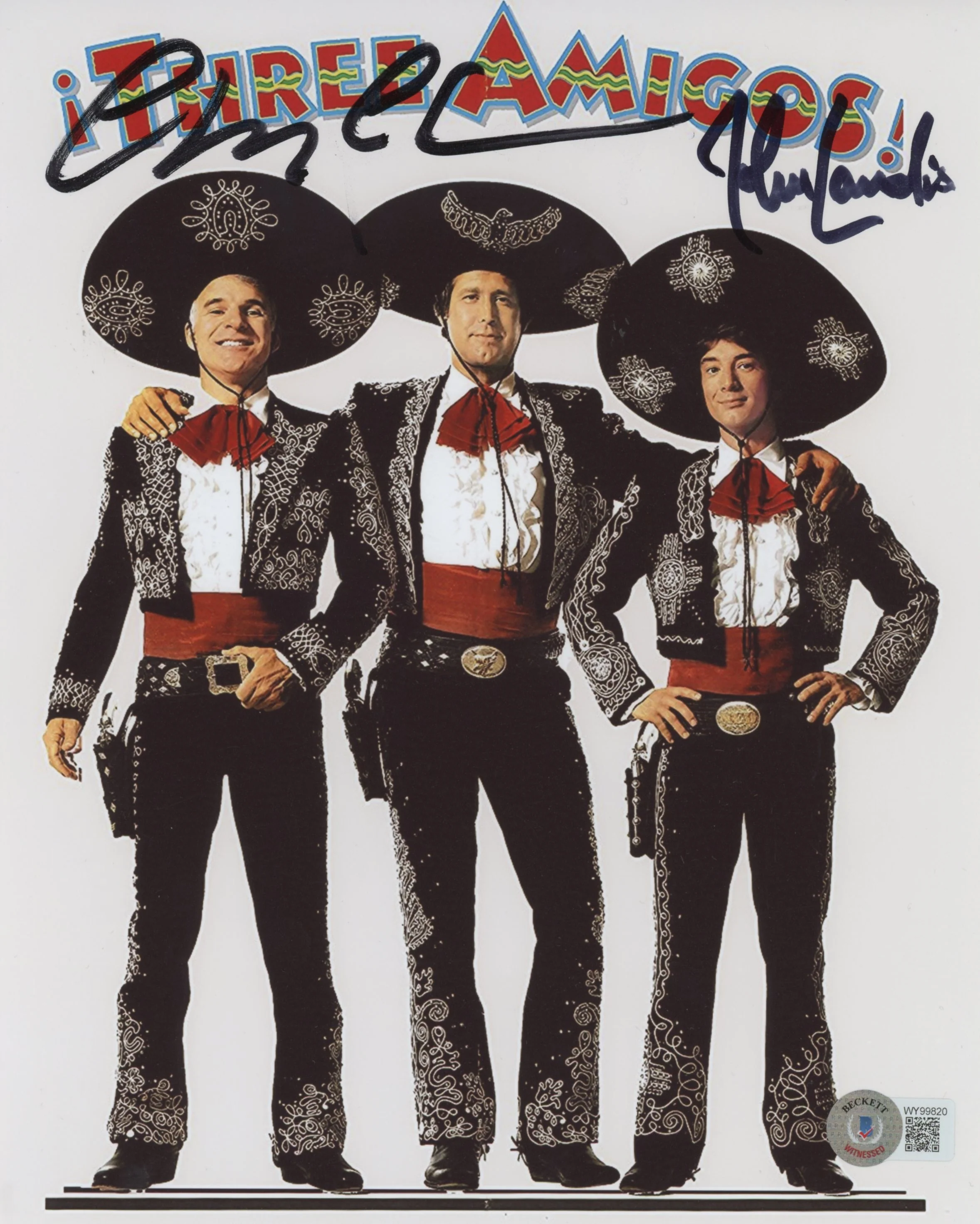 Chevy Chase and John Landis Three Amigos! Signed 8x10 Photo BAS #WY99820 - Image 2