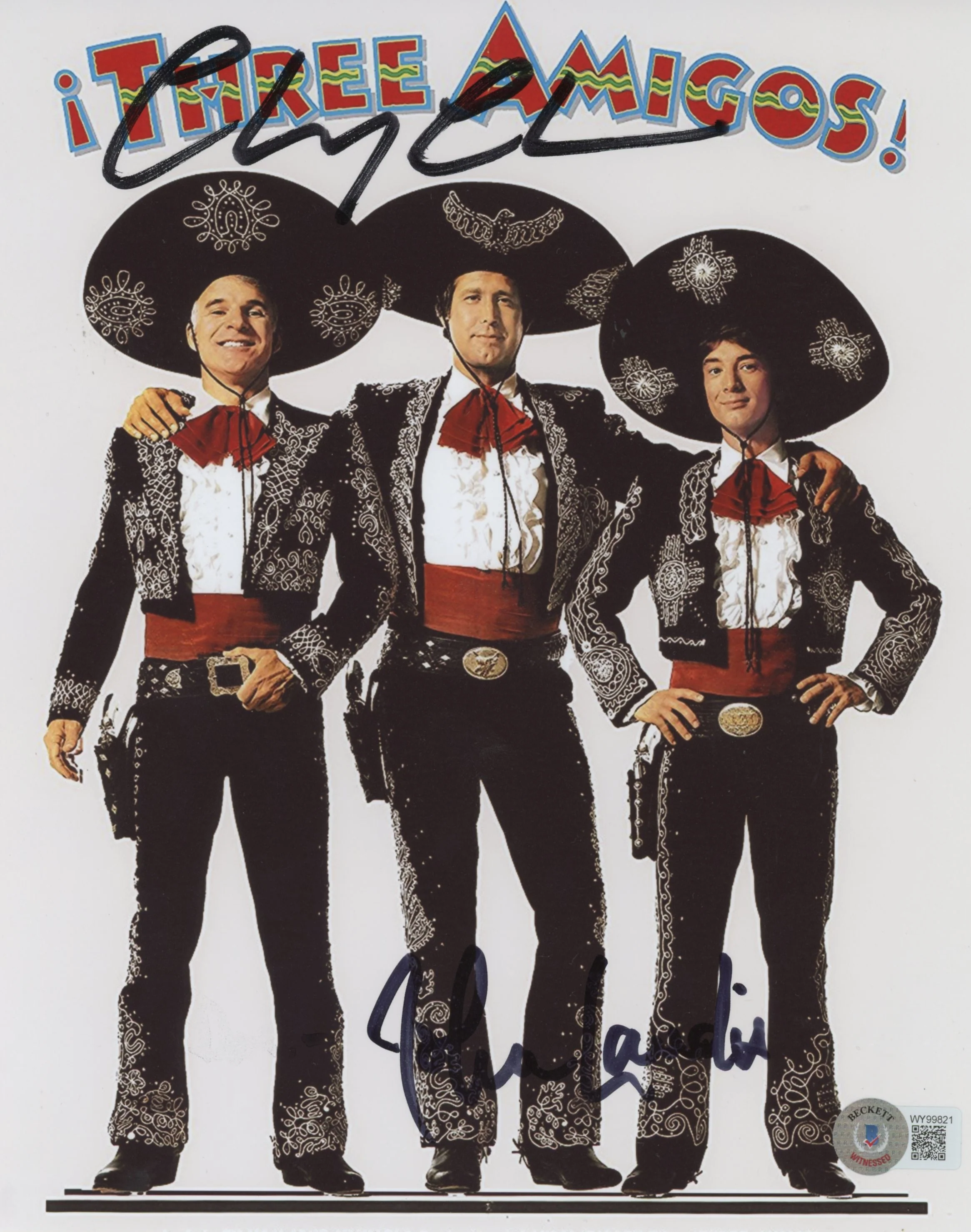 Chevy Chase and John Landis Three Amigos! Signed 8x10 Photo BAS #WY99821 - Image 2