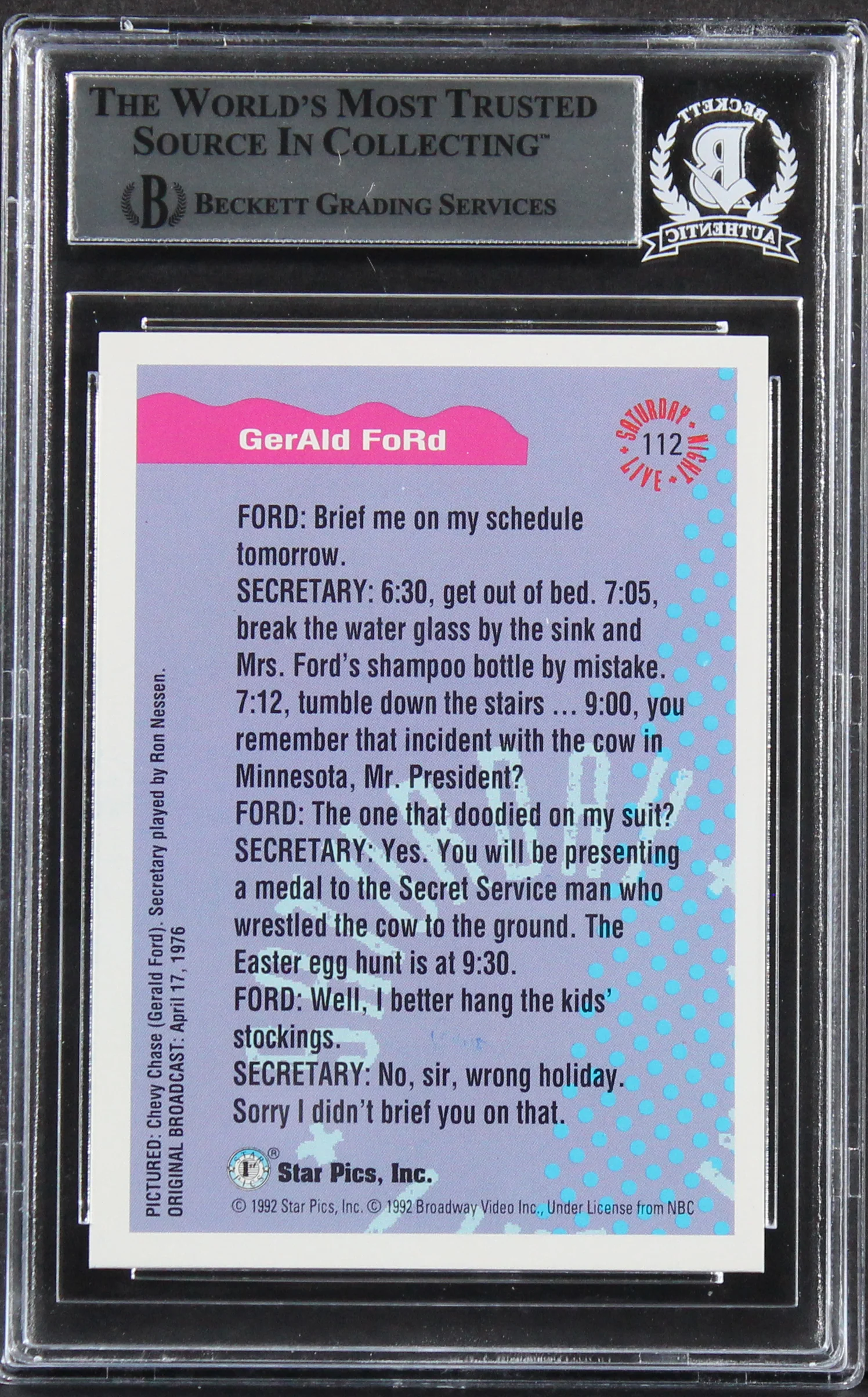 Chevy Chase Authentic Signed 1992 Saturday Night Live #112 Card BAS Slabbed - Image 3