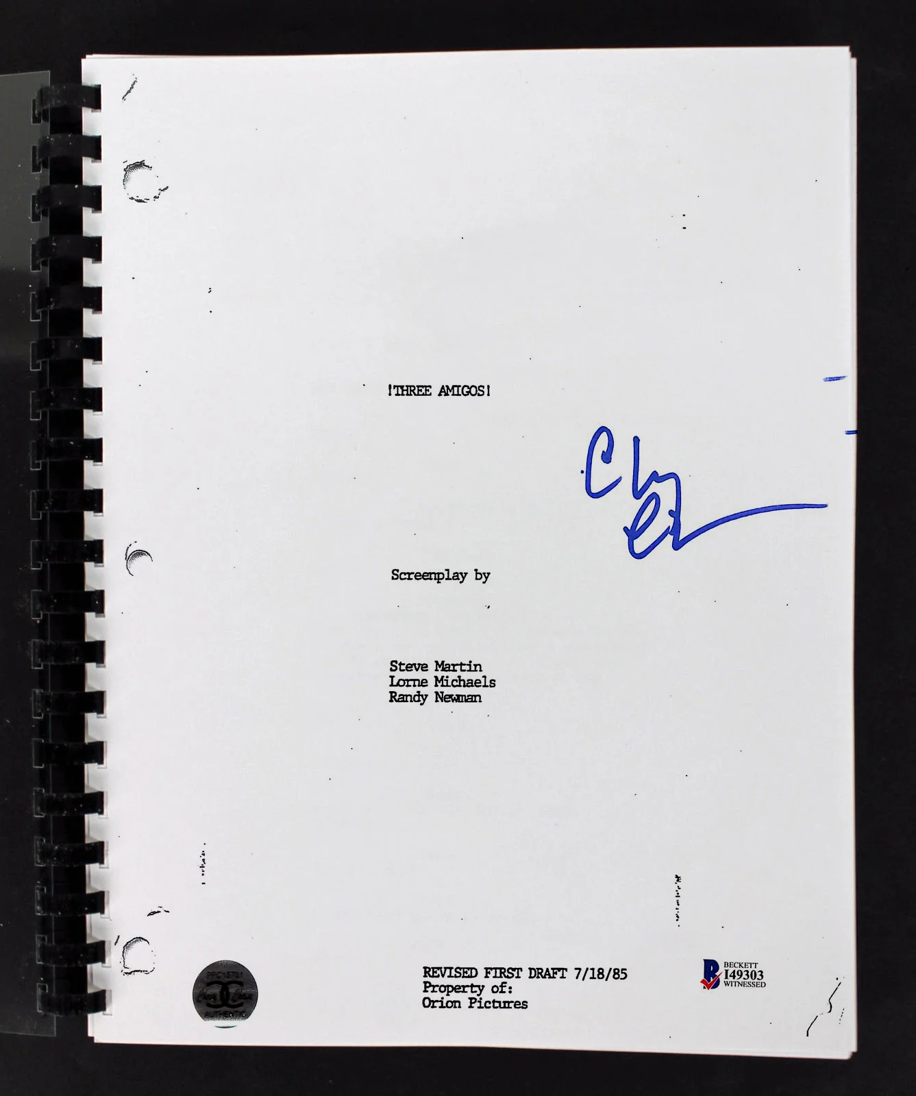 Chevy Chase Authentic Signed Three Amigos! Movie Script BAS Witnessed #I49303 - Image 2