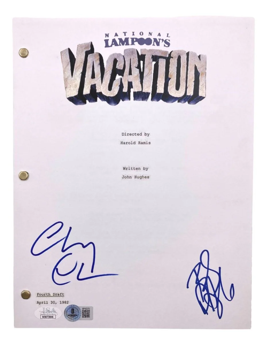 Chevy Chase Beverly D'Angelo Signed National Lampoons Vacation Script BAS+JSA