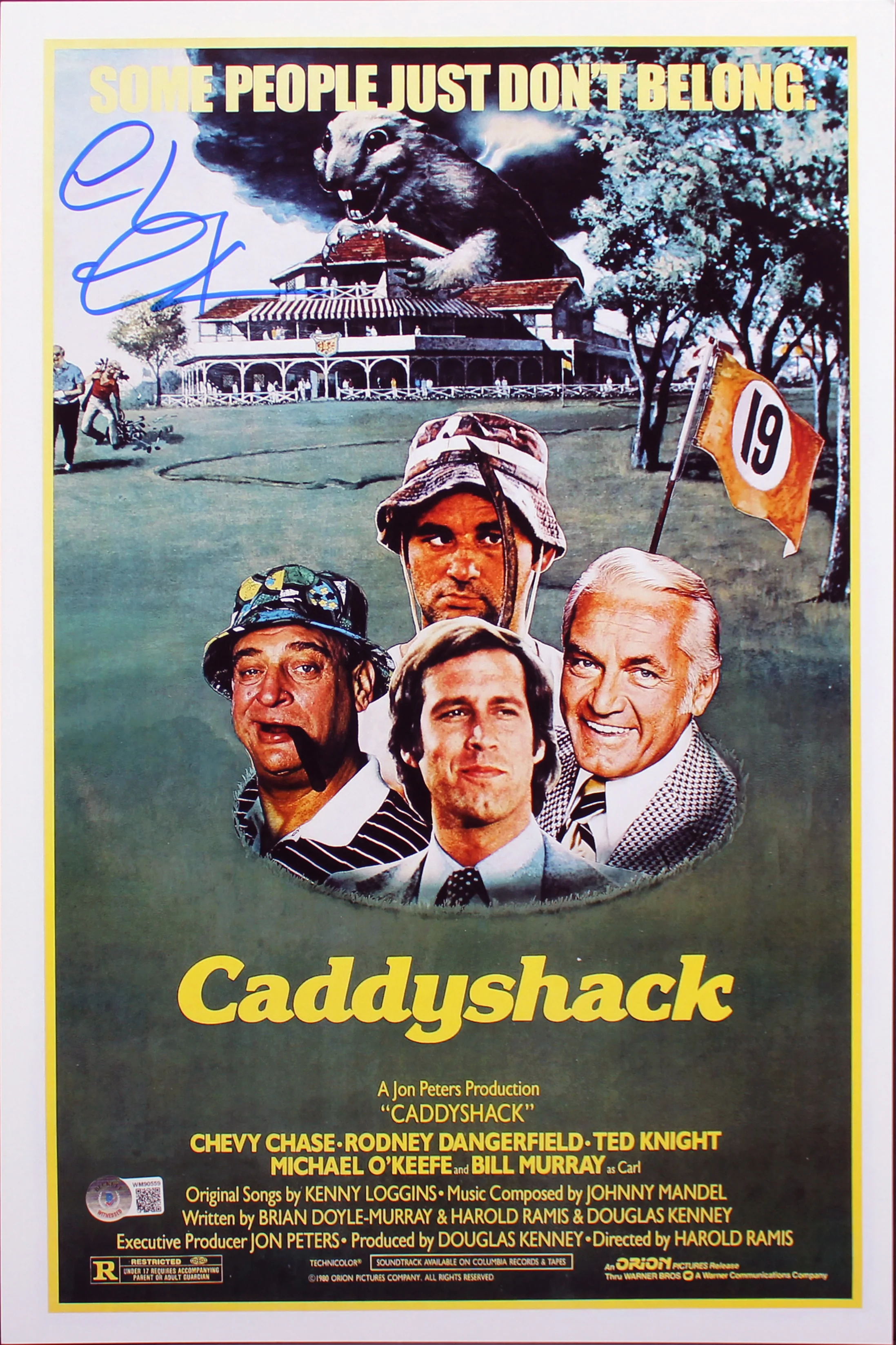 Chevy Chase Caddyshack Authentic Signed 12x18 Mini Movie Poster BAS Witnessed 3 - Image 2