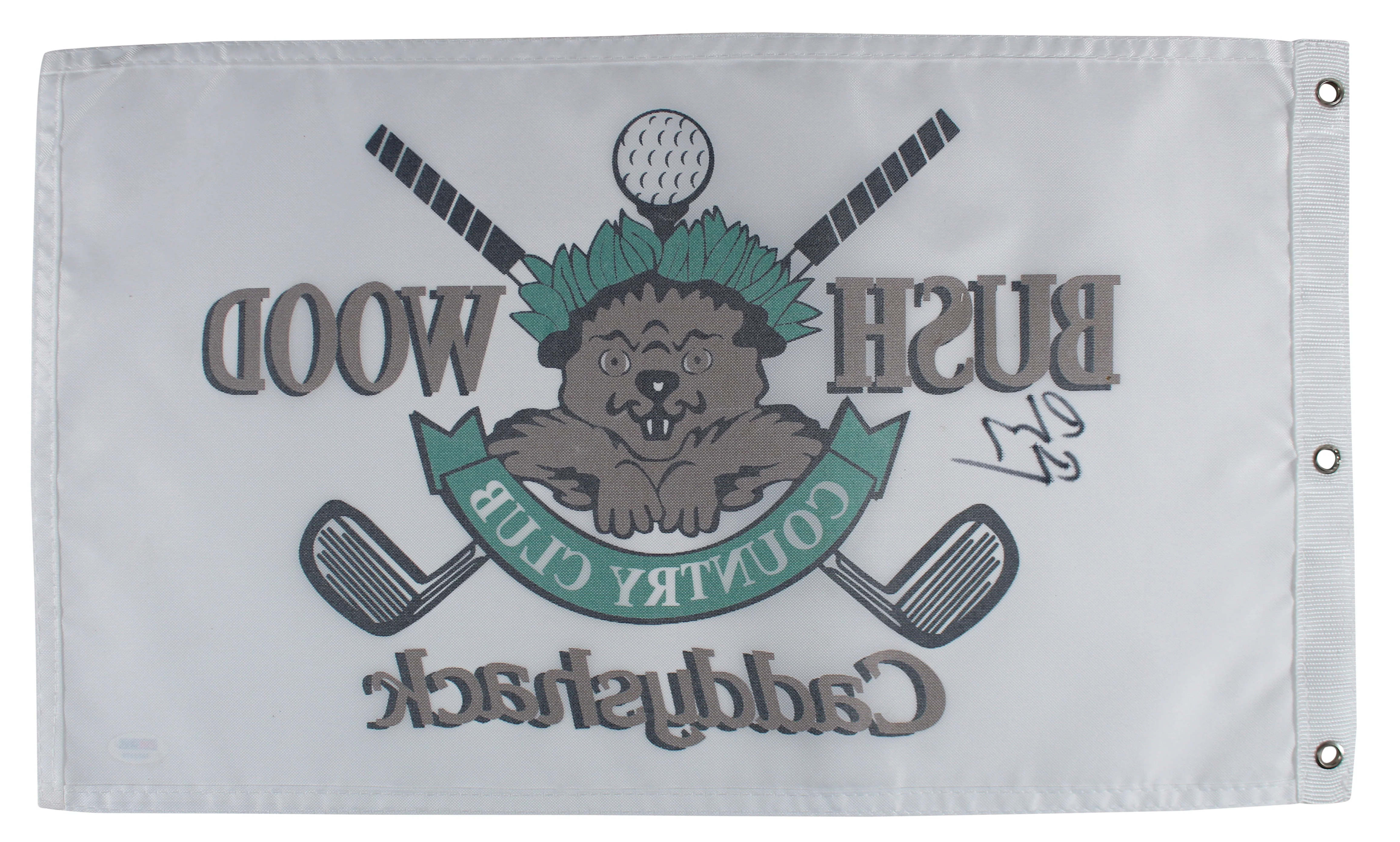 Chevy Chase Caddyshack Authentic Signed Bushwood Country Club Flag PSA #7A92379 - Image 4
