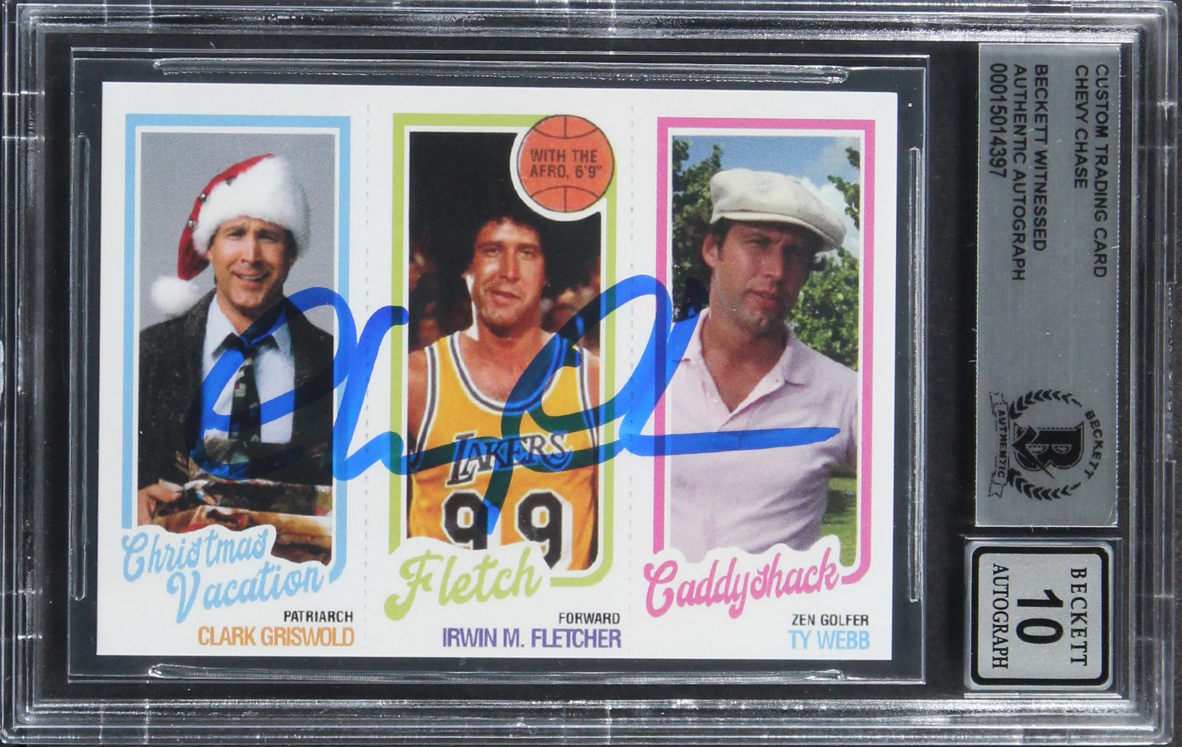 Chevy Chase Caddyshack Signed Ty Webb Custom Trading Card Auto 10! BAS Slabbed 2