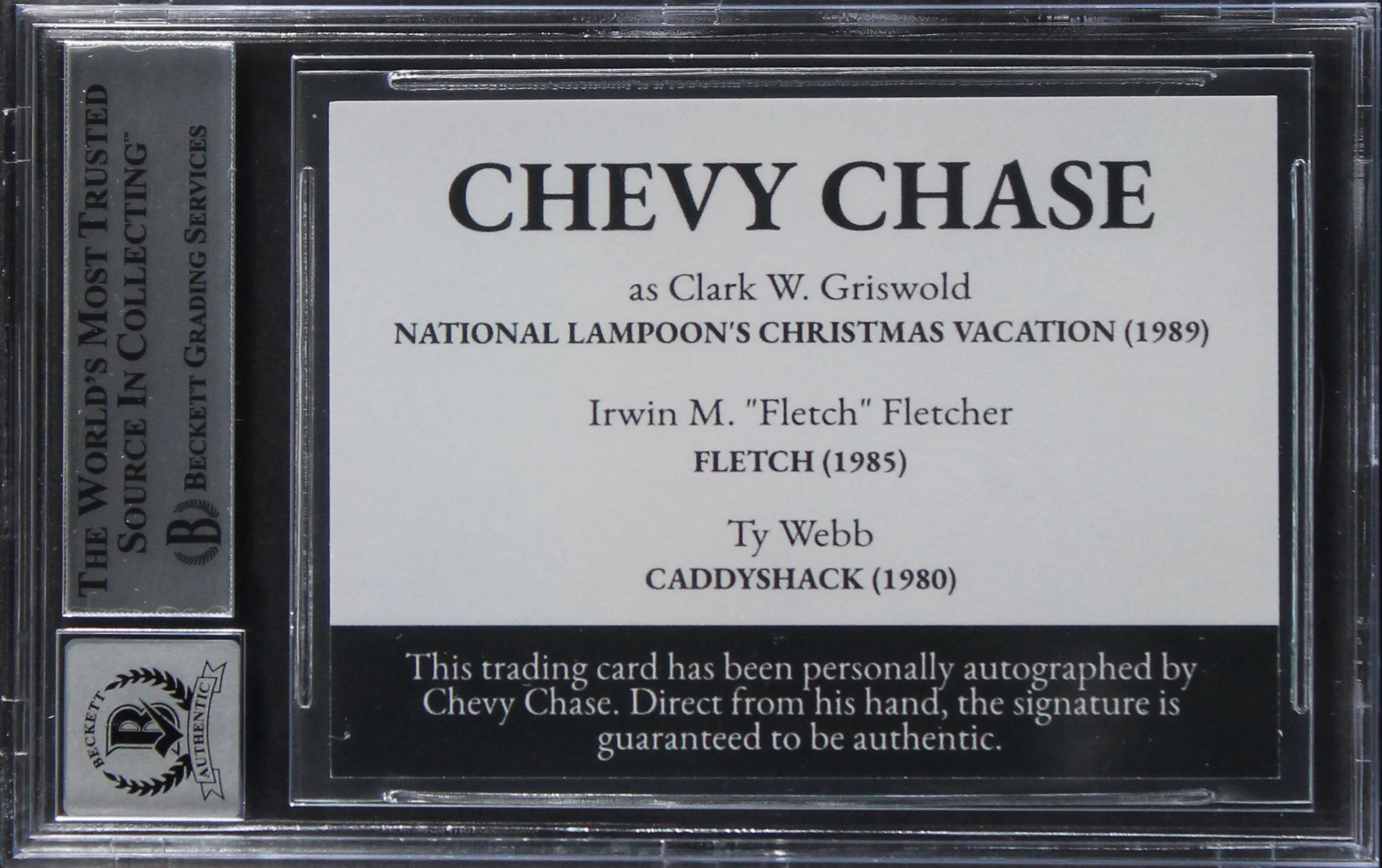 Chevy Chase Caddyshack Signed Ty Webb Custom Trading Card Auto 10! BAS Slabbed 2 - Image 3