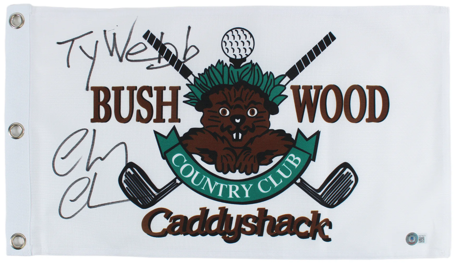 Chevy Chase Caddyshack "Ty Webb" Signed Bushwood Country Club Flag BAS #WZ76672 - Image 2