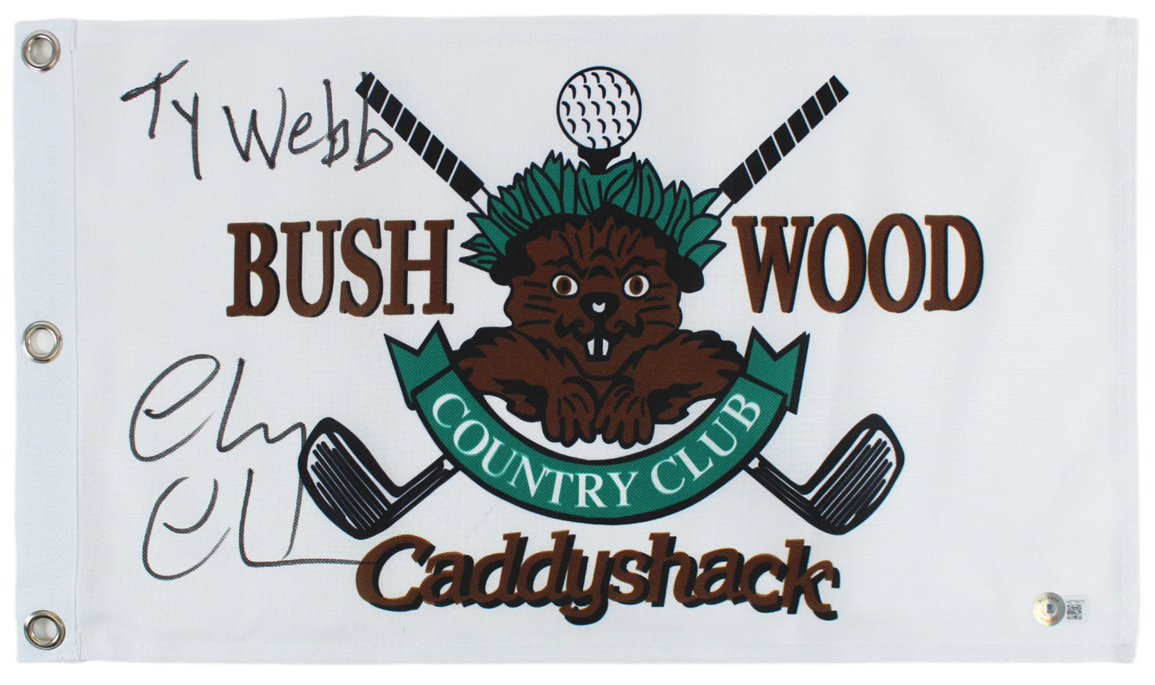 Chevy Chase Caddyshack "Ty Webb" Signed Bushwood Country Club Flag BAS #WZ76673 - Image 2